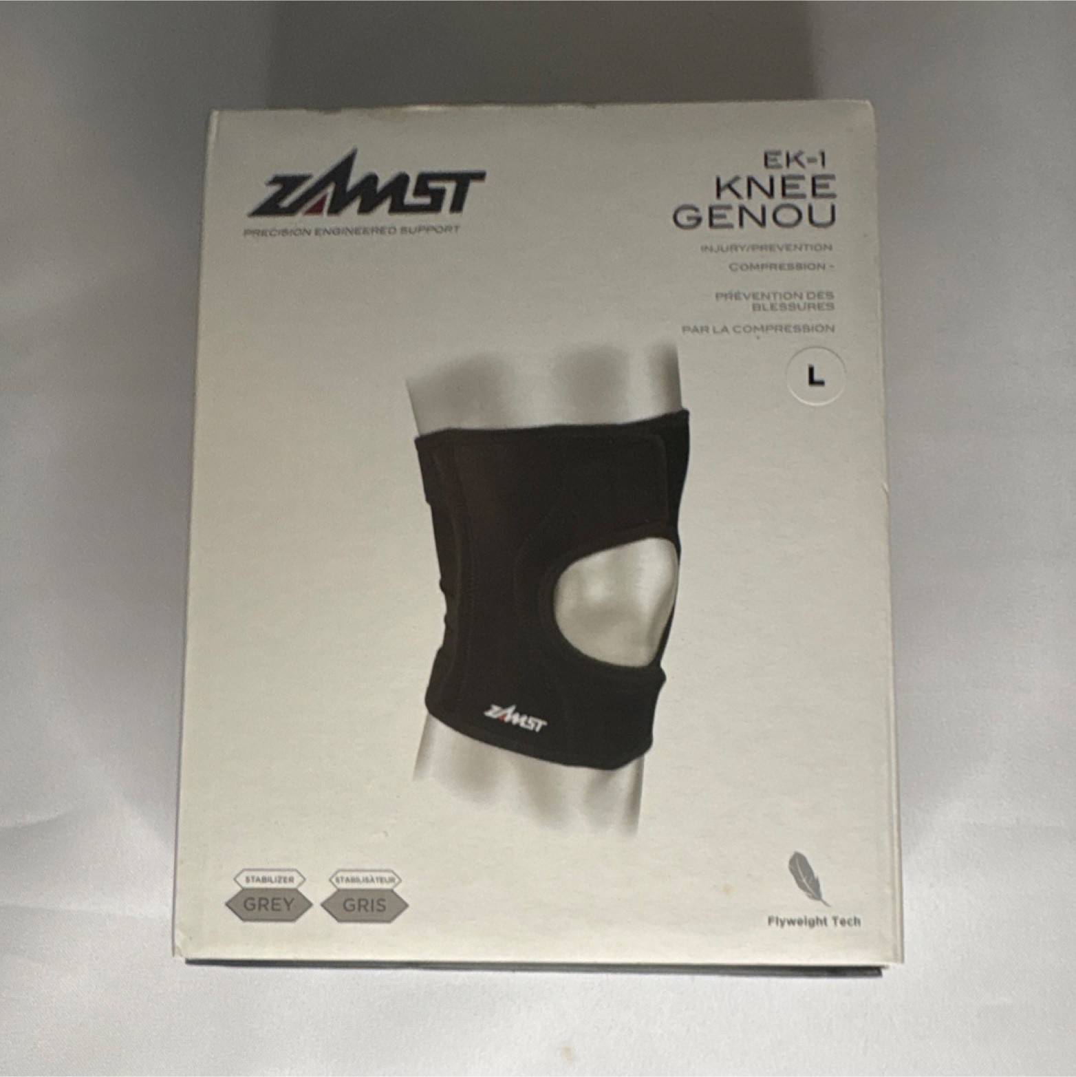Zamst EK-1 Knee Brace Black Size Large Flyweight Tech Adjustable Ventilated