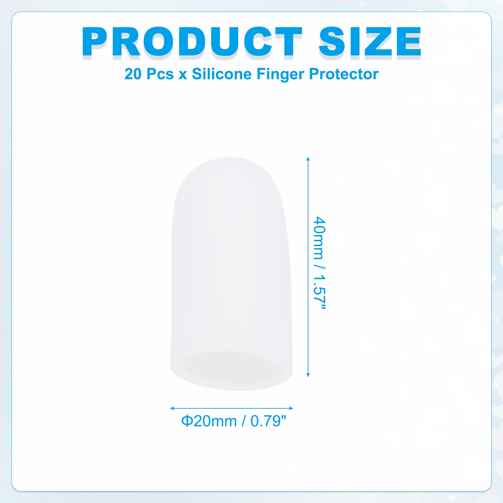 20 Pcs 1.6″x0.79″ Gel Finger Cots Silicone Finger Tip Protector Support White
