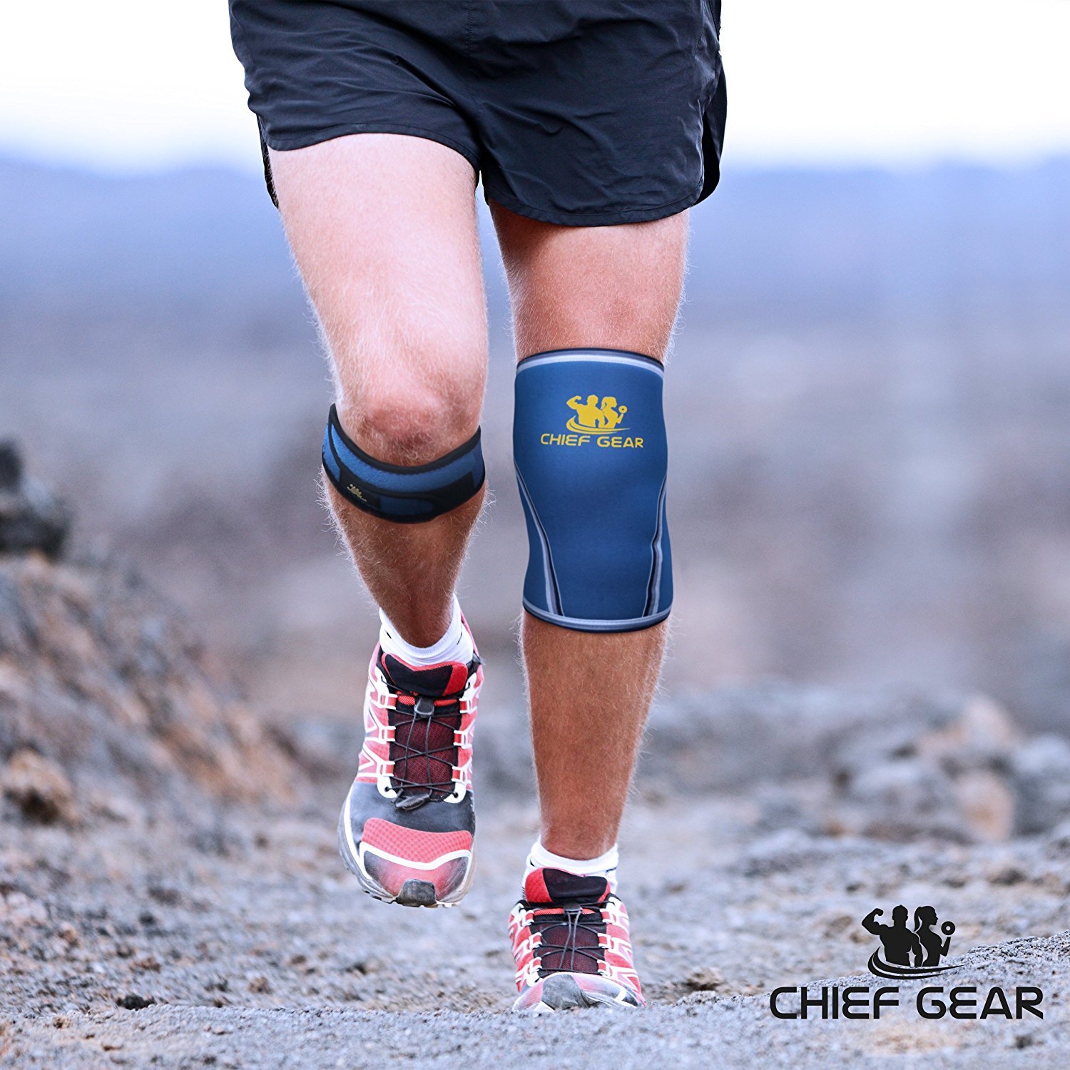 Knee Sleeves (1 Pair) with FREE Knee Straps (1 Pair) Neoprene 7mm Sleeves S – XL