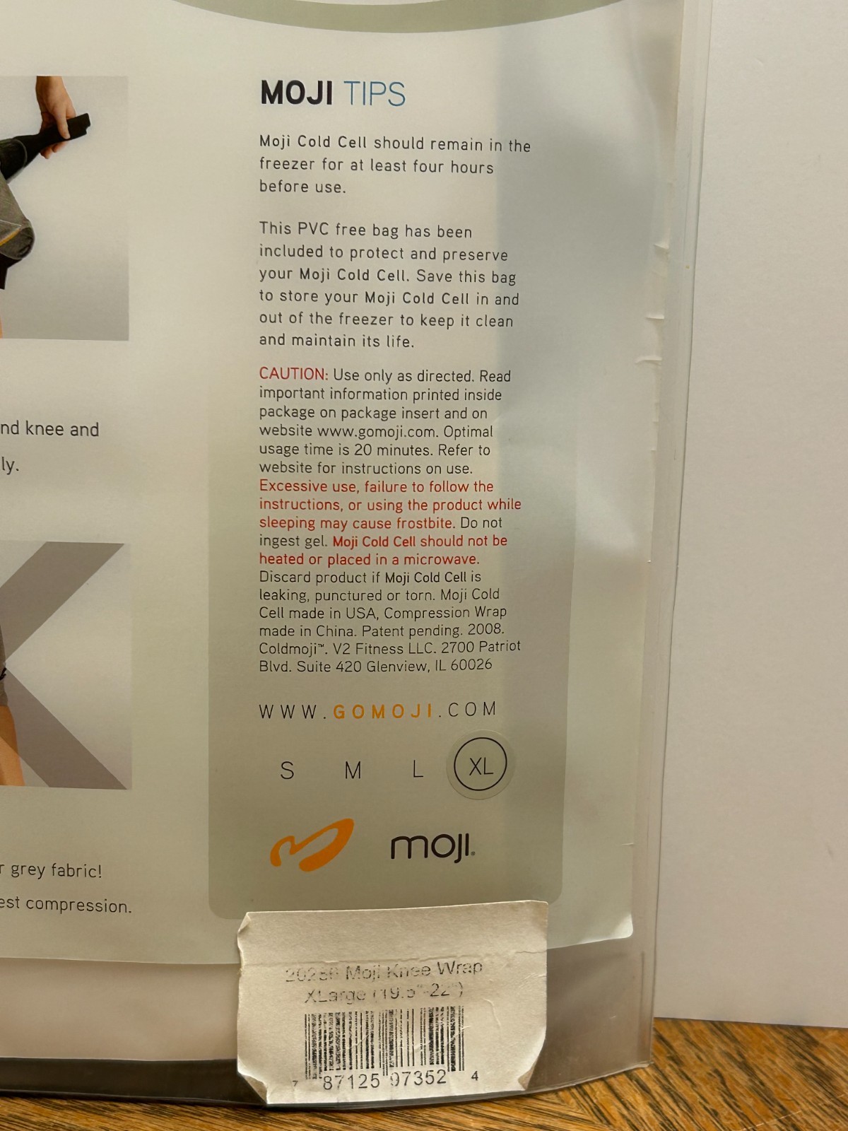 Moji Knee Compression Cold Wrap XL 19.5″ to 22″ Cold Cell not included
