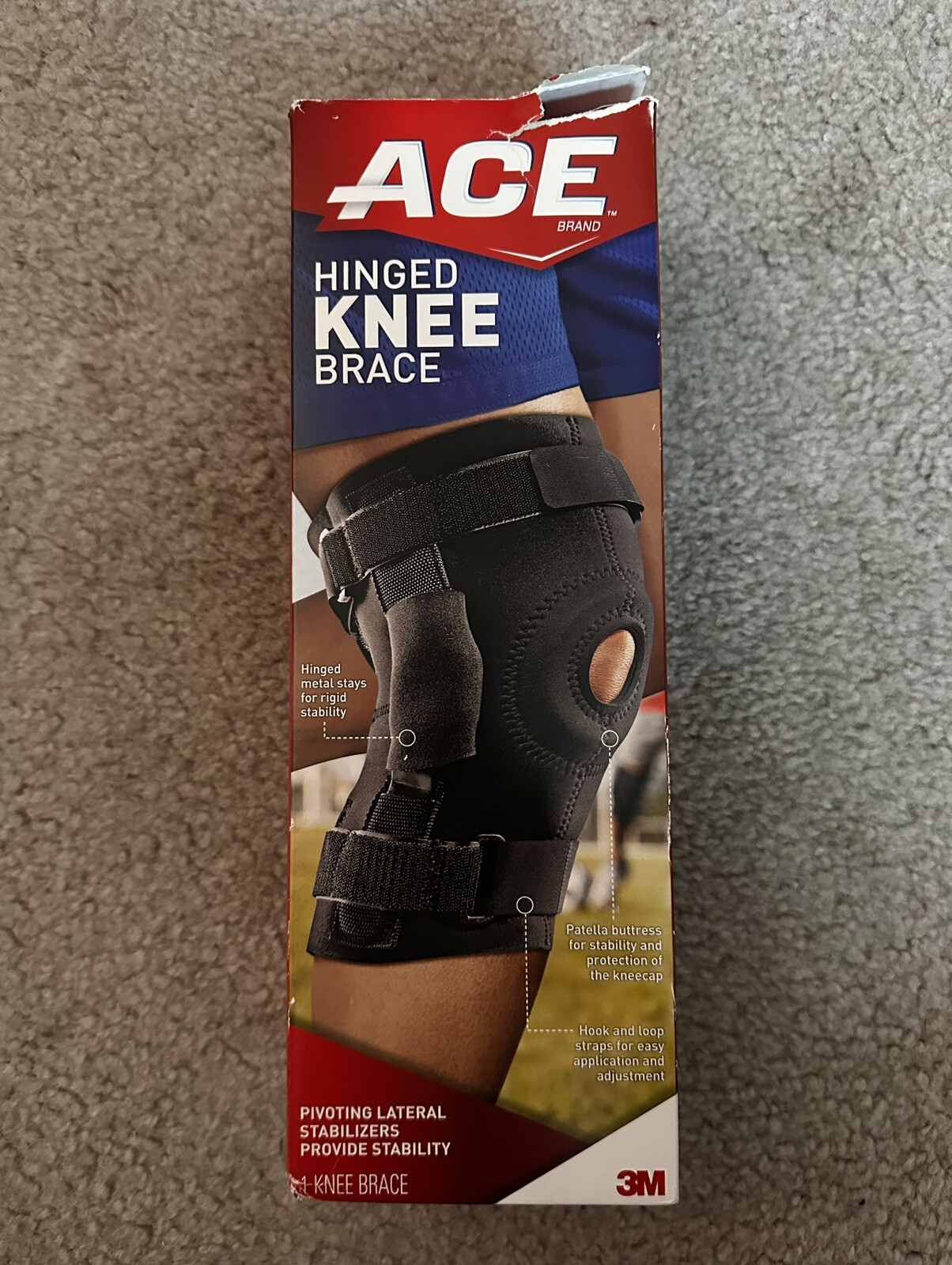 ACE Hinged Knee Brace Firm Support Rigid Stability OSFM Left Or Right Black NEW!