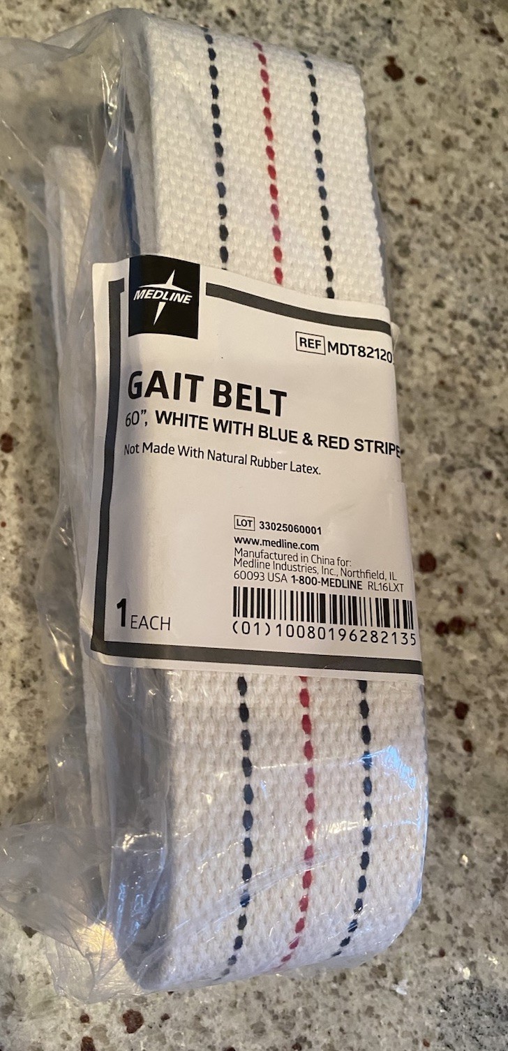 Essential Medical Supply Gait Belt with Metal Buckle, 60 Inch, White 1 Count