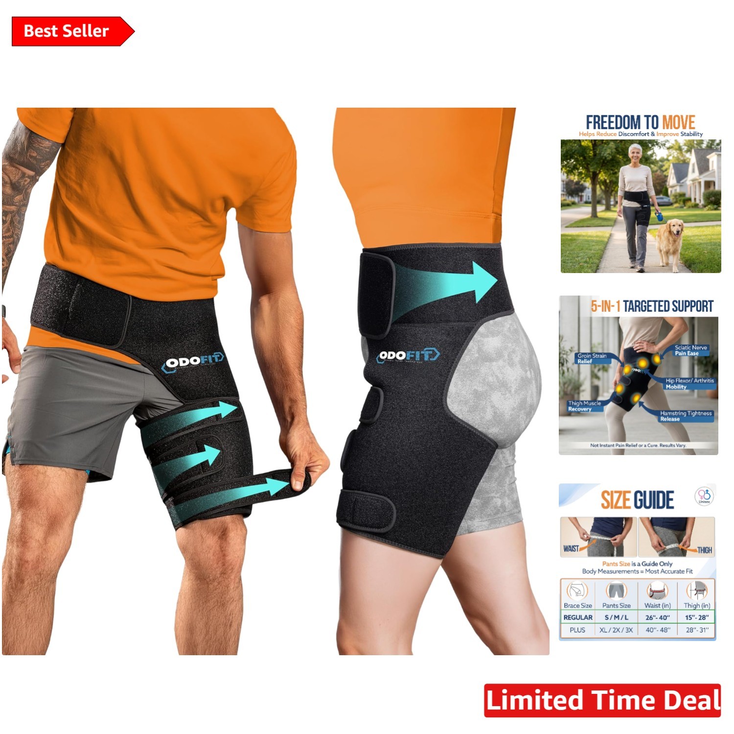 5 in 1 Adjustable Hip Brace for Men & Women – Sciatica Relief & Mobility Support