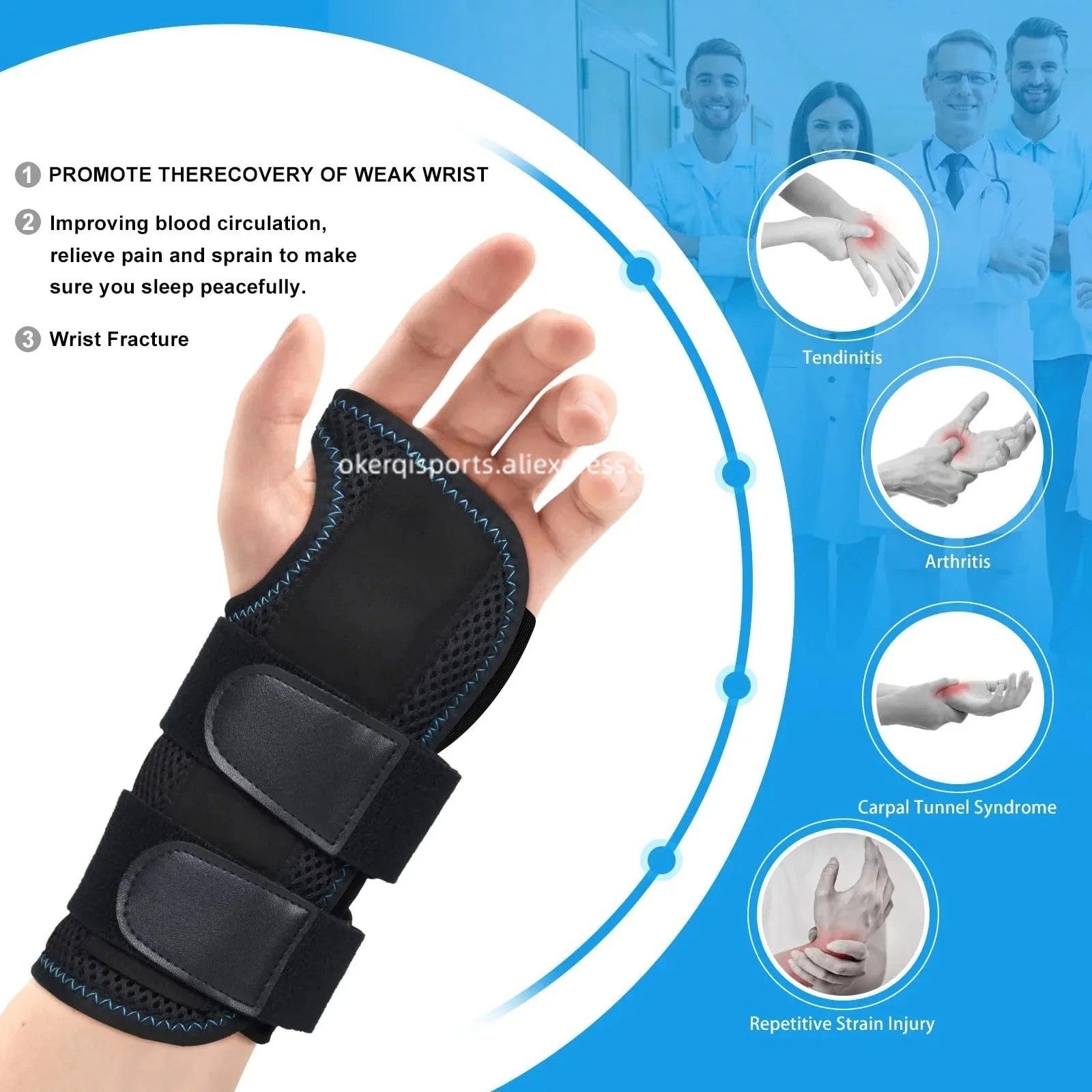 Carpal Tunnel Wrist Brace & Compression Glove Hand Splint Arthritis Pain Relief
