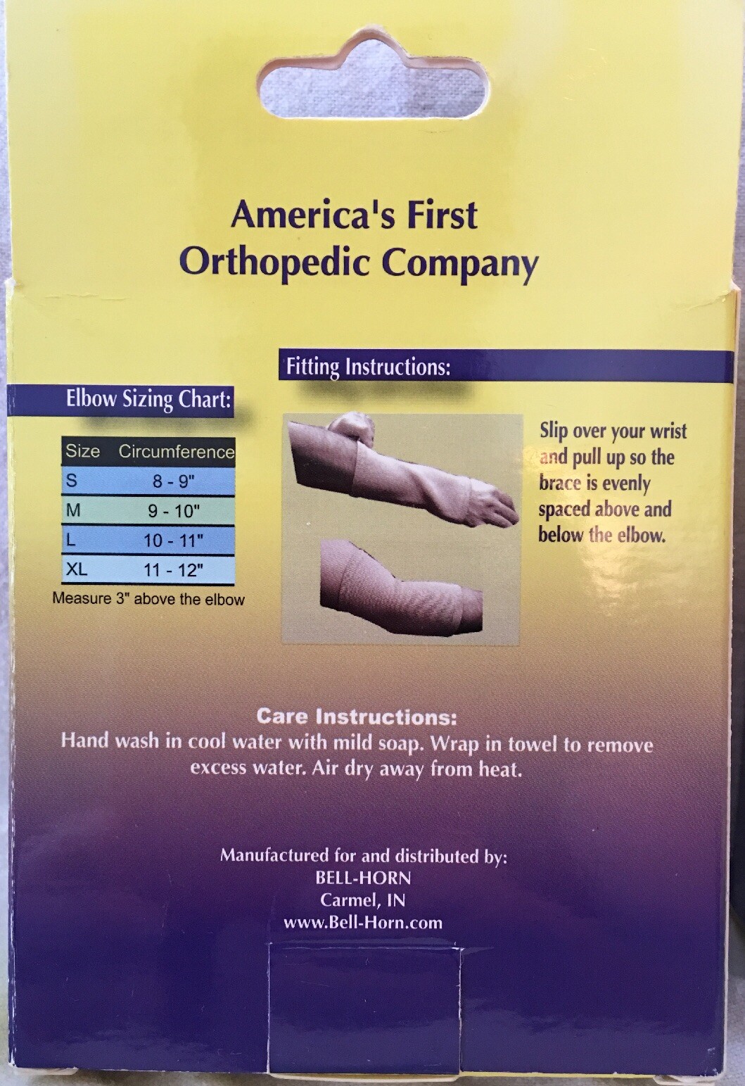 NIB Bell-Horn Elastic ELBOW Compression Support for Sprains, Strain size Small