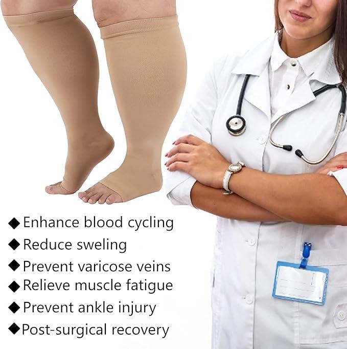 Premium Plus Size Compression Socks for Men Women Cycling Toeless Sport Socks