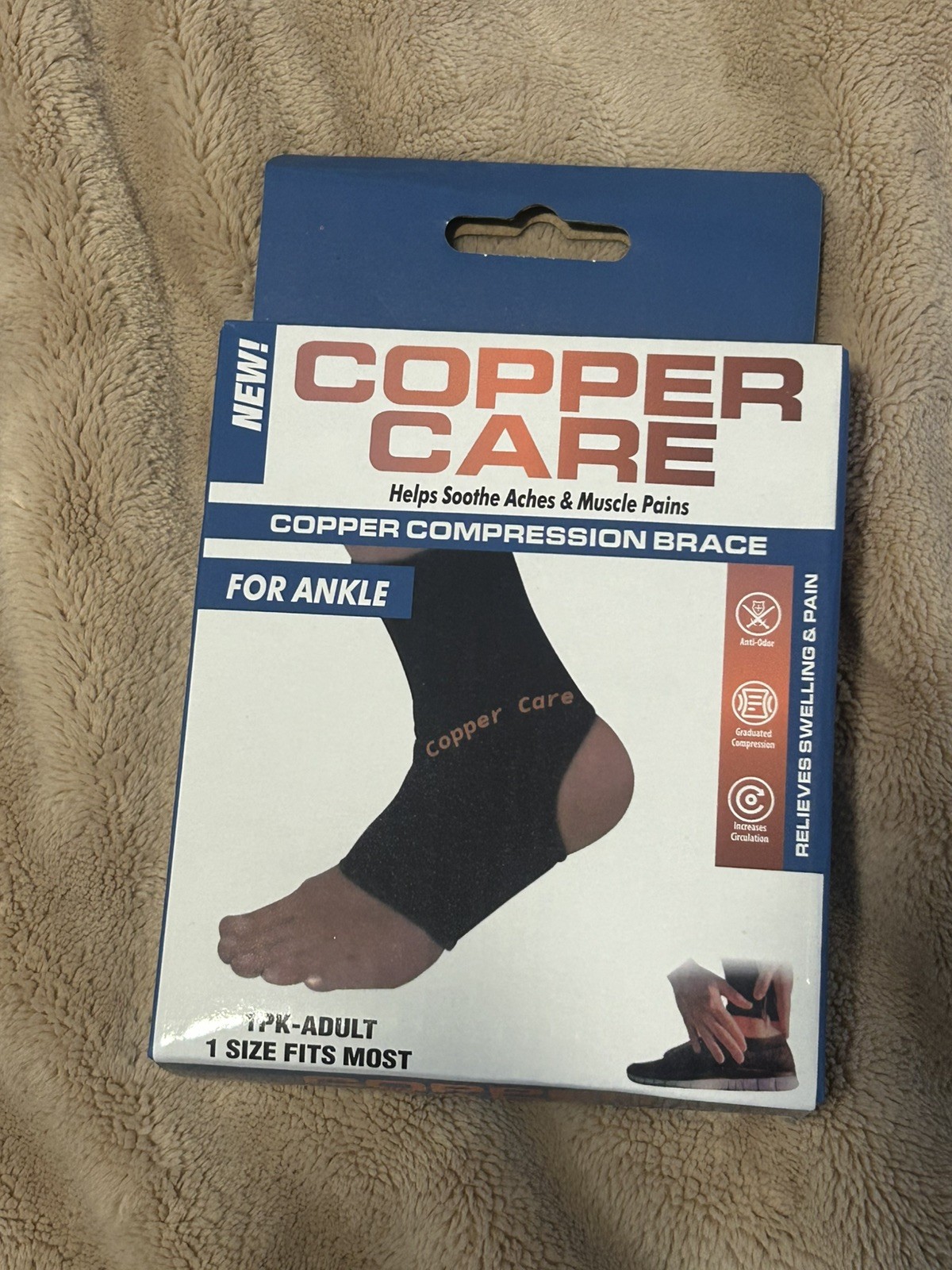NIP Copper Care – Copper Compression Brace For Ankle 1Pk-Adult 1 Size Fits Most