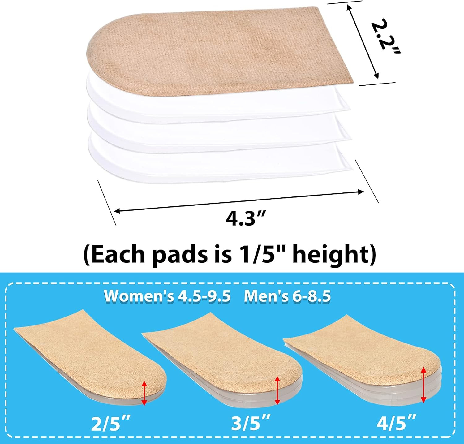 Heel Lifts for Leg Length Discrepancy, 4 Layers, Adjustable Orthopedic Shoe H…