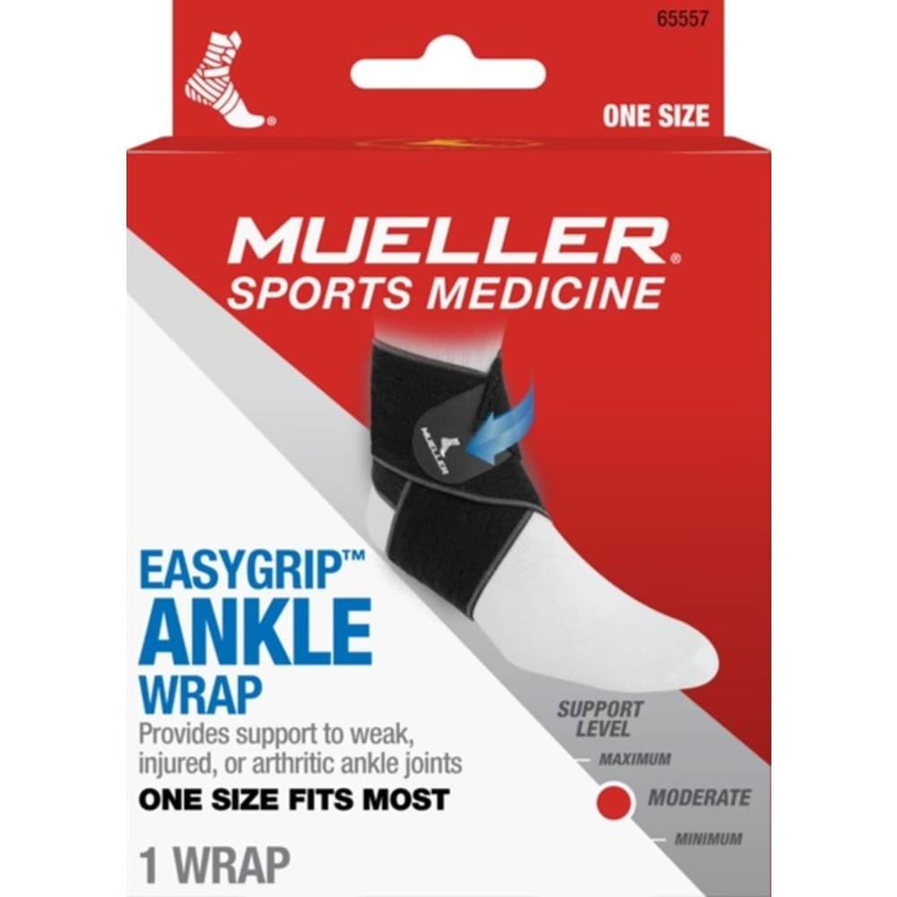 Easy Grip Ankle Support Wrap, Black, OSFM