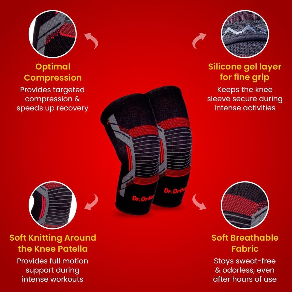 Dr. Ortho Sports Knee Pain Brace Compression Support Gym Running Jogging Cycling