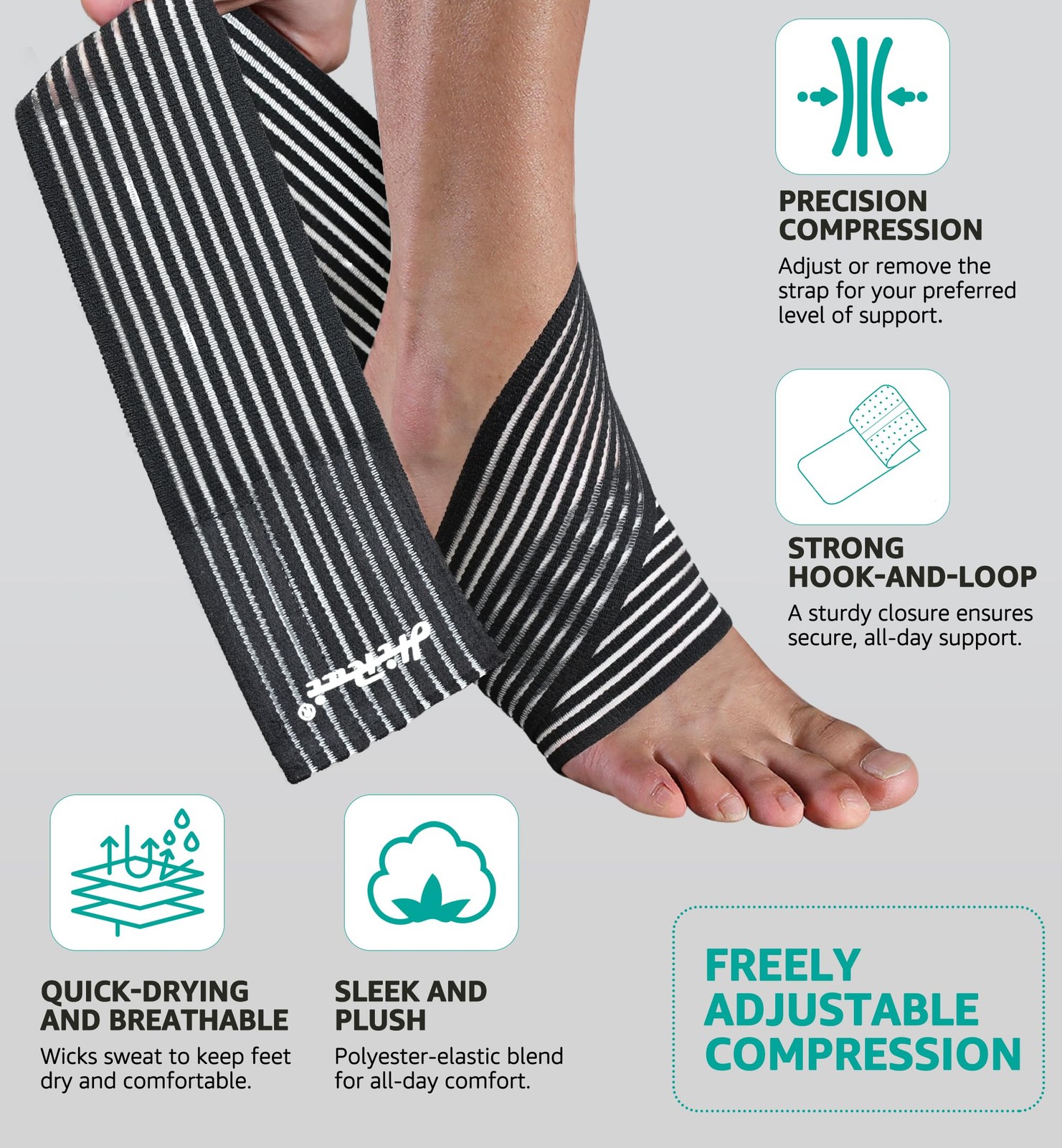 2 Pack Black Adjustable Foot Ankle Brace Compression Wrap Sprain Sports Gym