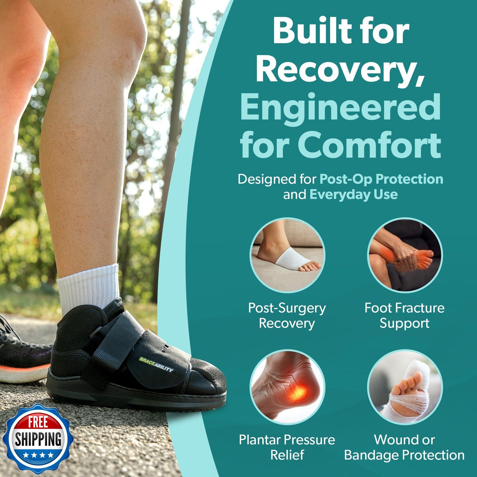 BraceAbility Closed Toe Medical Walking Shoe – Lightweight Broken Toe Cast Bo