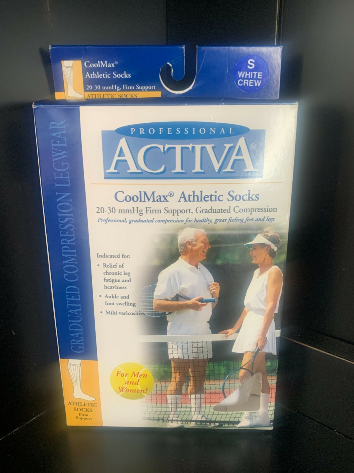 ACTIVA COOLMAX ATHLETIC 20-30 MMHG CREW COMPRESSION SOCKS SZ S NEW