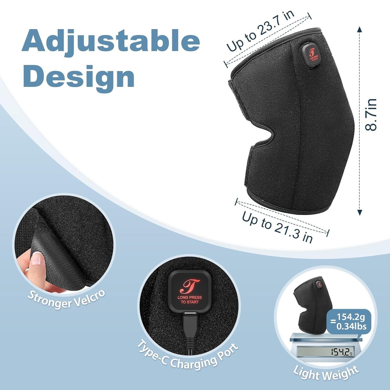 Heated Knee Brace Cordless 3Mode 3000mAh Pair Arthritis Warmer Wrap Men Women