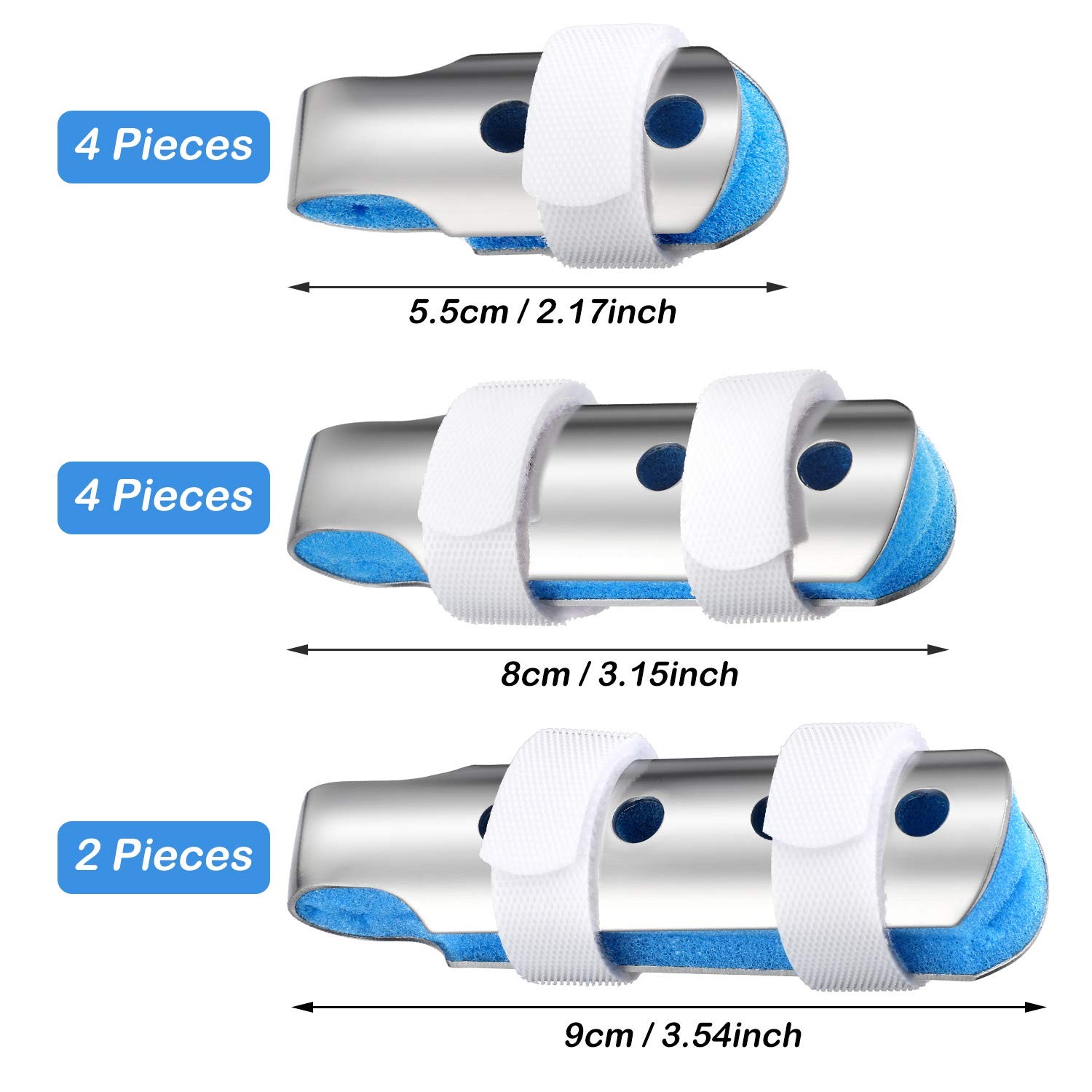 10 Pieces Finger Splints Metal Padded Support Finger Stabilizer with Soft Foa…