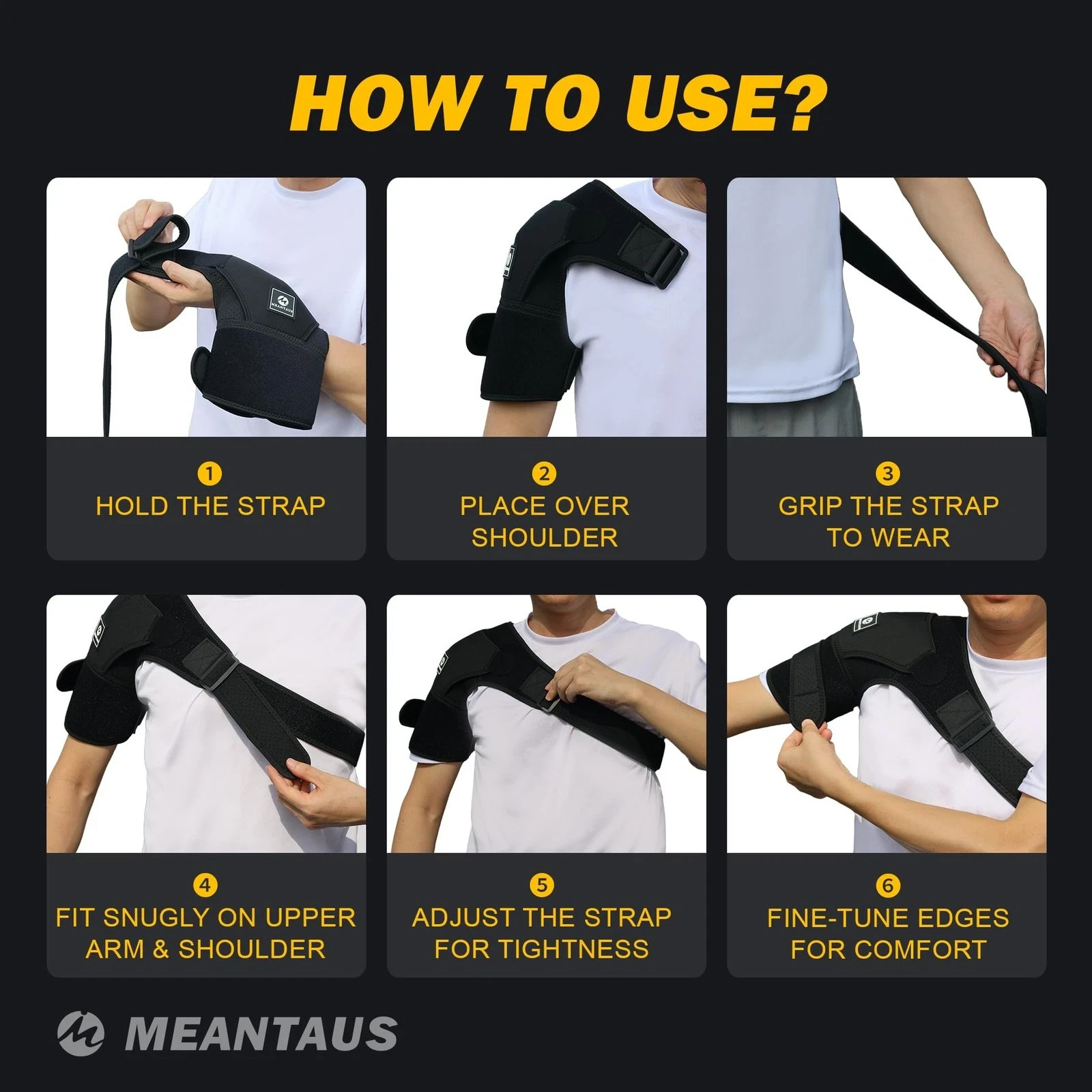 Shoulder Brace for Rotator Cuff Adjustable Hook & Loop Shoulder Support Size L
