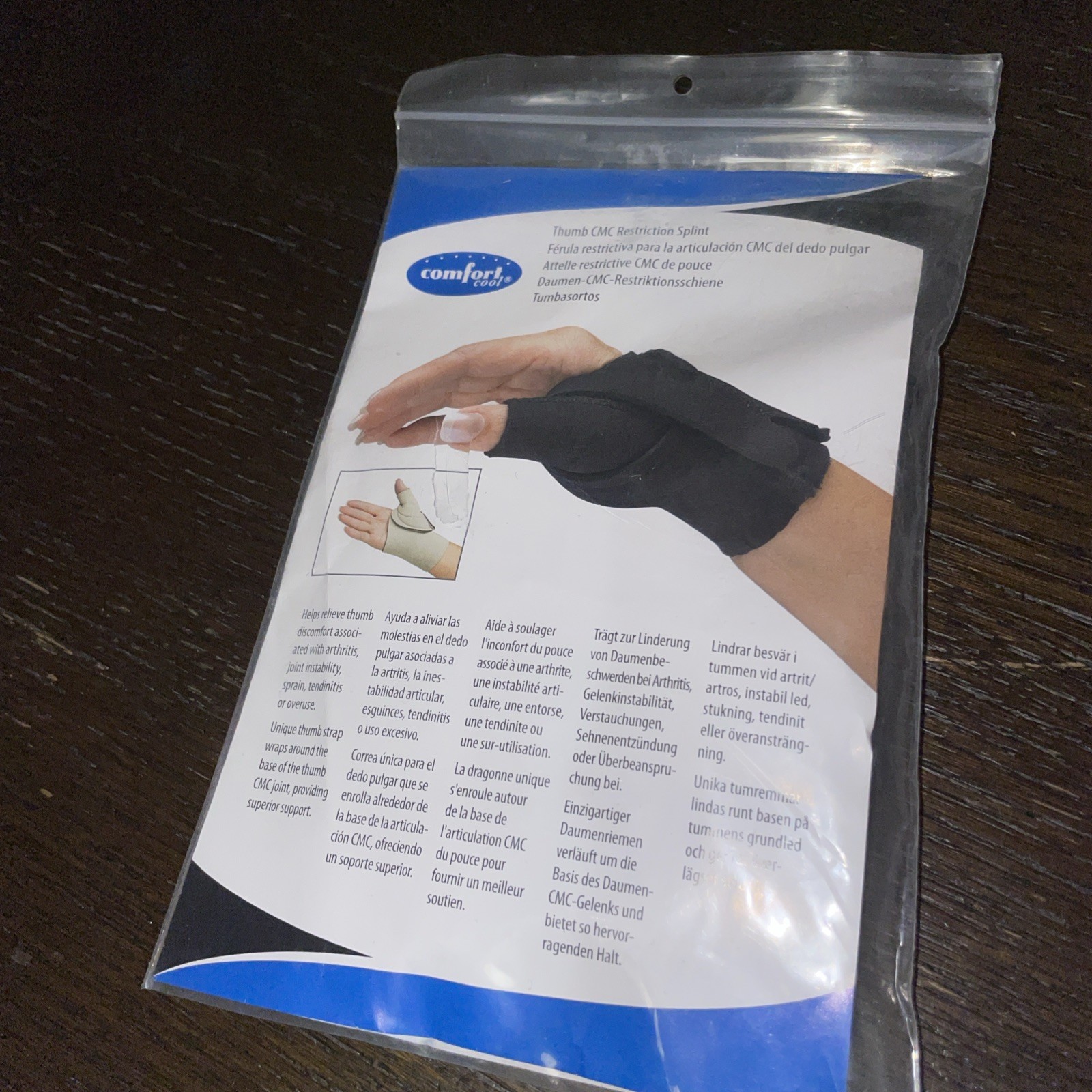 Comfort Cool Left Hand Size Medium+ Black Thumb CMC Restriction Splint New