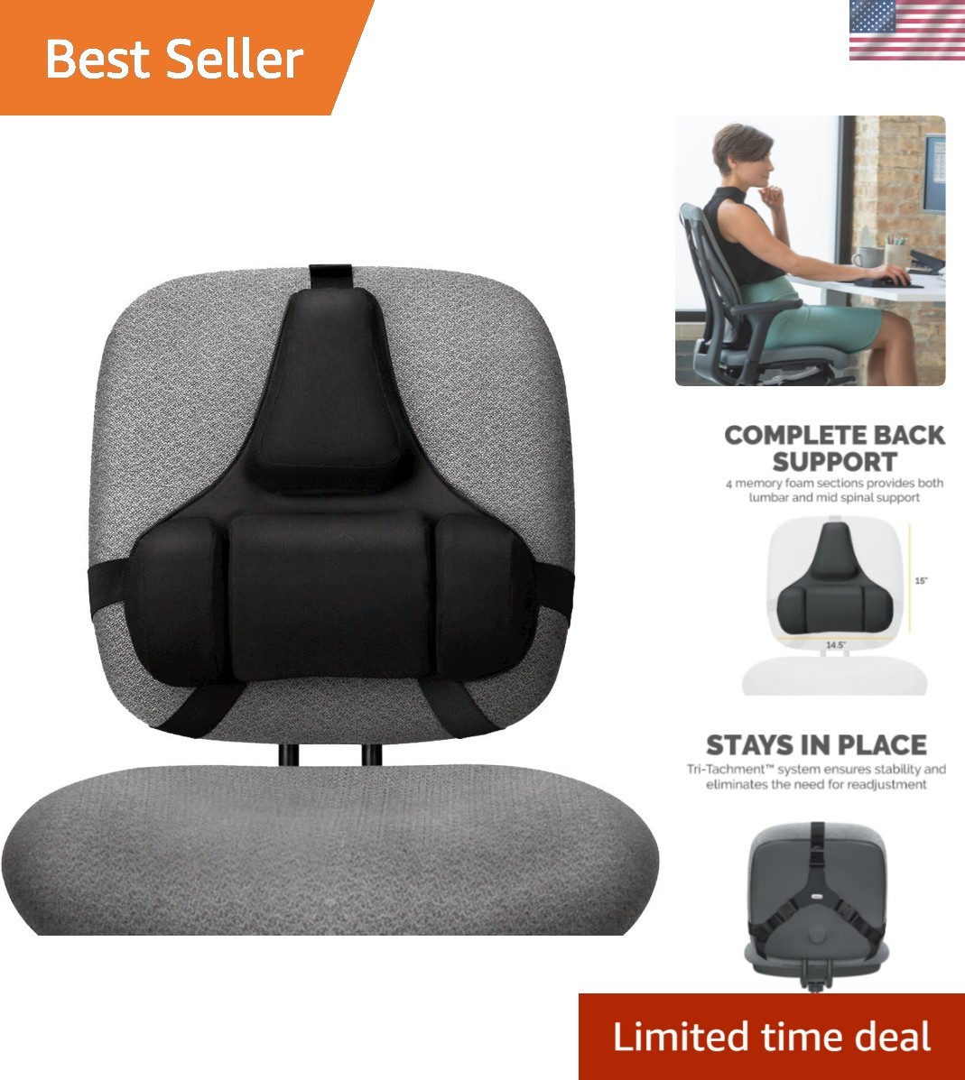 Professional Series Back Support, Black 8037601