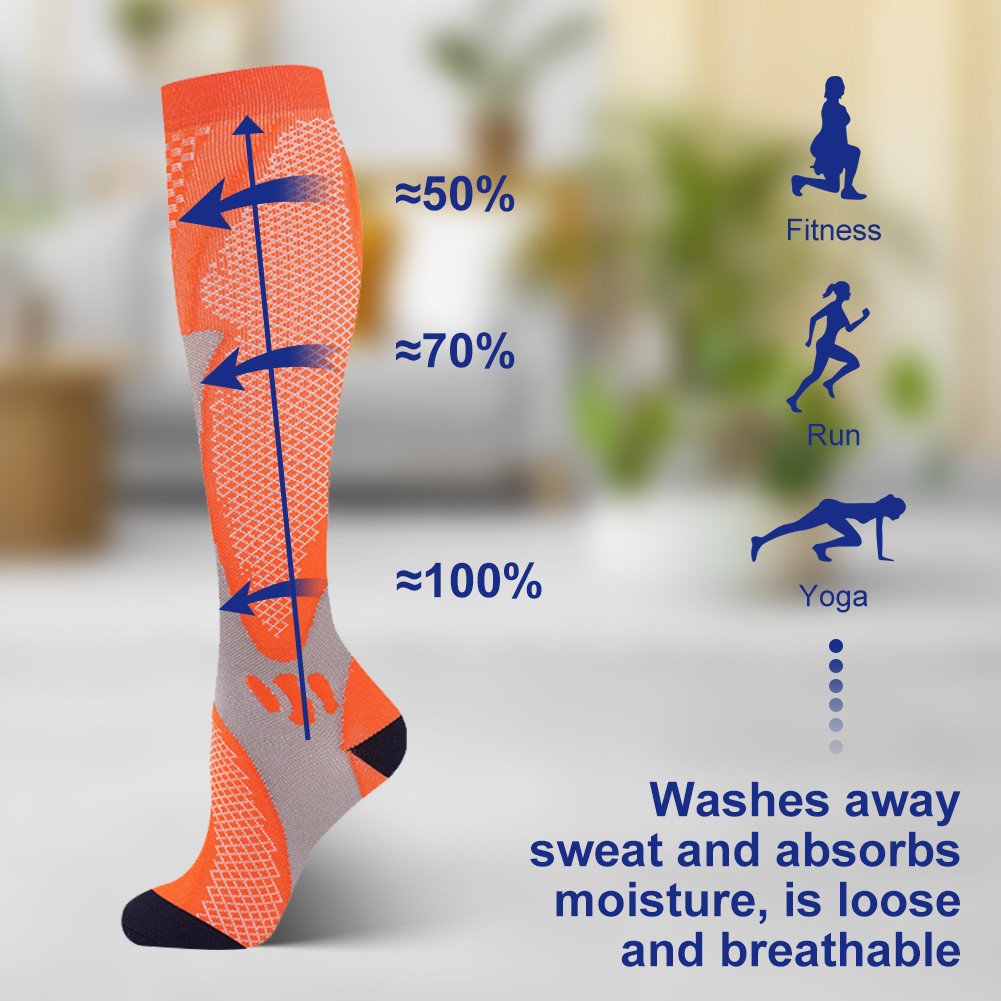 (3 Pairs) 20-30mmHg Compression Socks Calf Support Anti Fatigue Knee High Socks