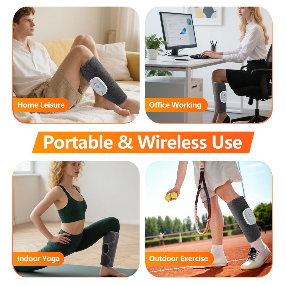 Electric Calf Air Compression Massager Air Pressure Leg Massager w/8 Intensities