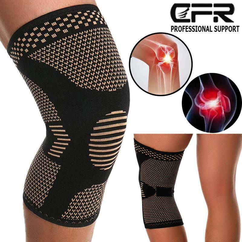 Copper Compression Knee Support Leg Sleeve Brace Sports Arthritis Injury Relief