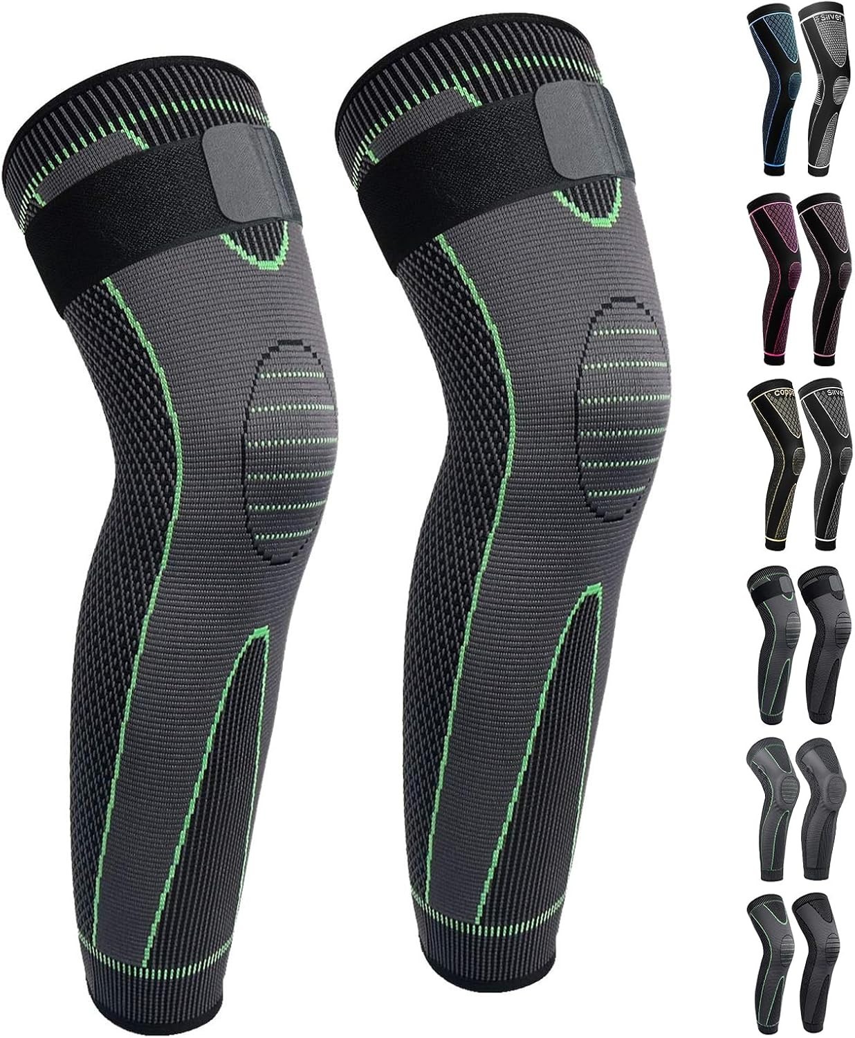 Adjustable Spandex Compression Sleeves for Leg Protection & Comfort – Green Pro