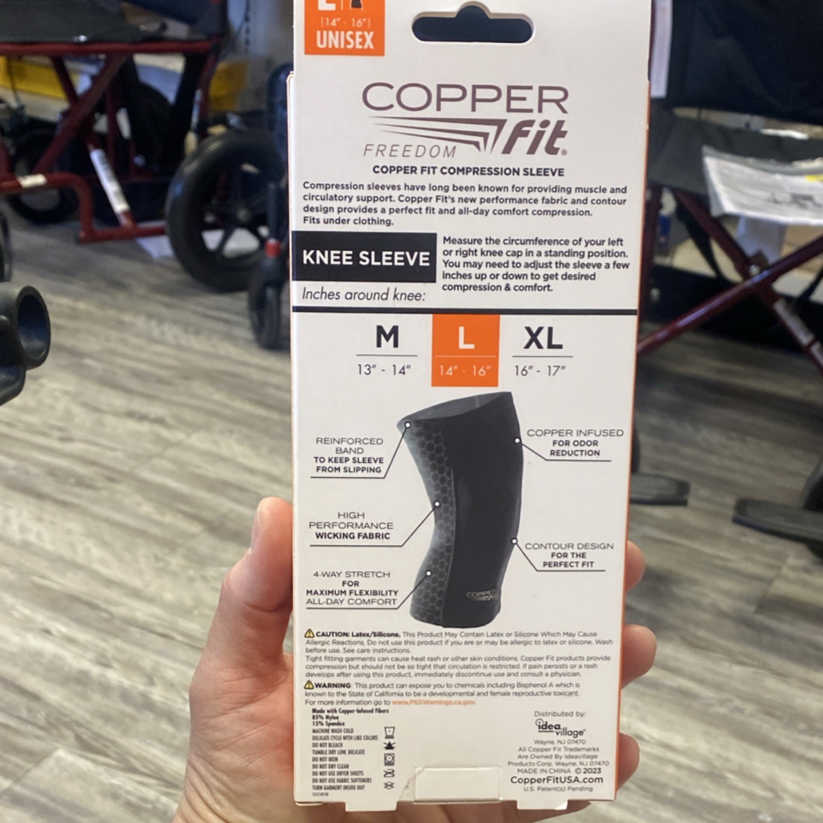 Copper Fit Freedom Knee Sleeve Copper Infused Compression Large Black Knee