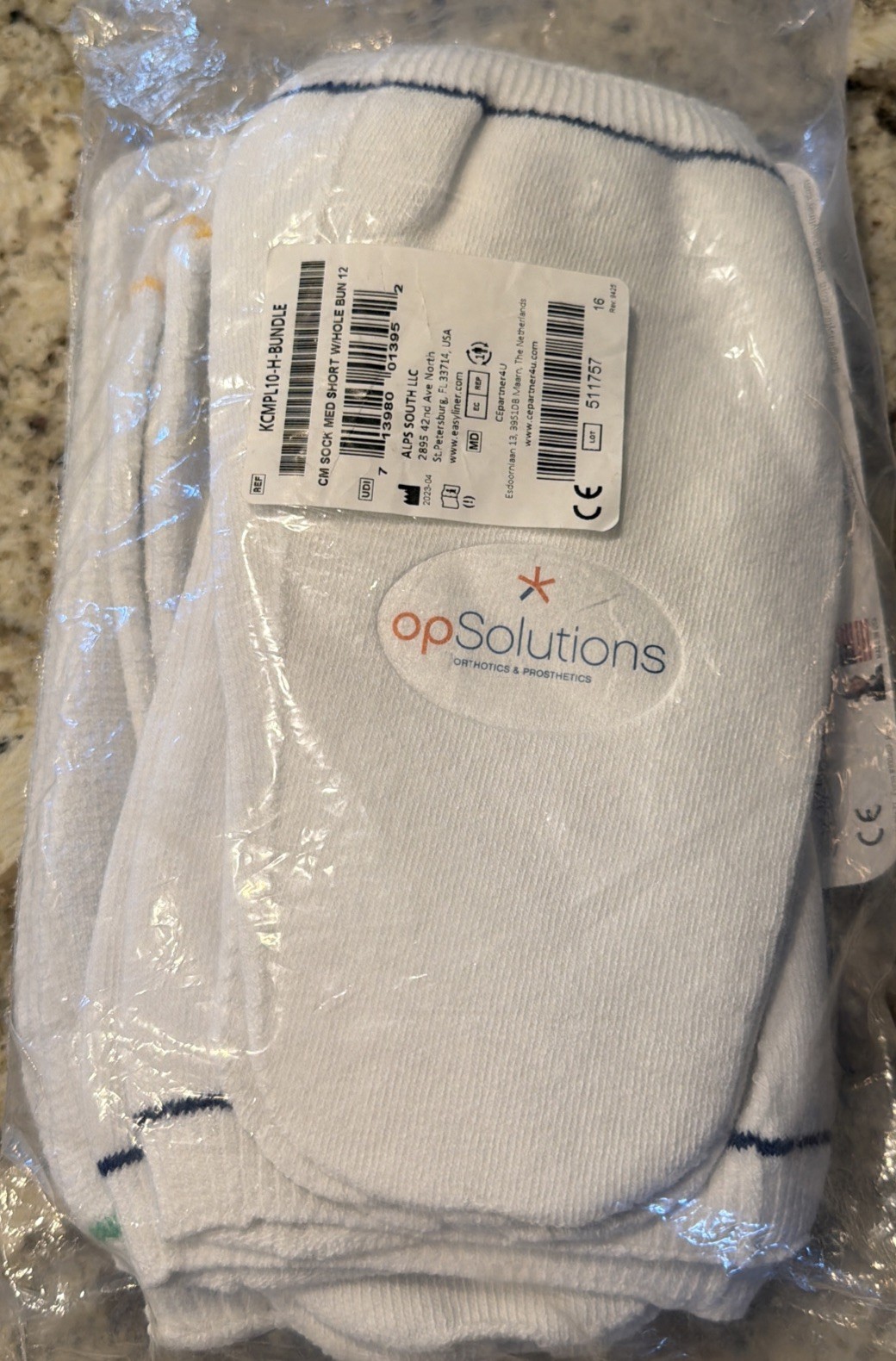 Bundle of 12 ALPS Prosthetic Coolmax Sock MED Short w/ hole NEW Factory Sealed