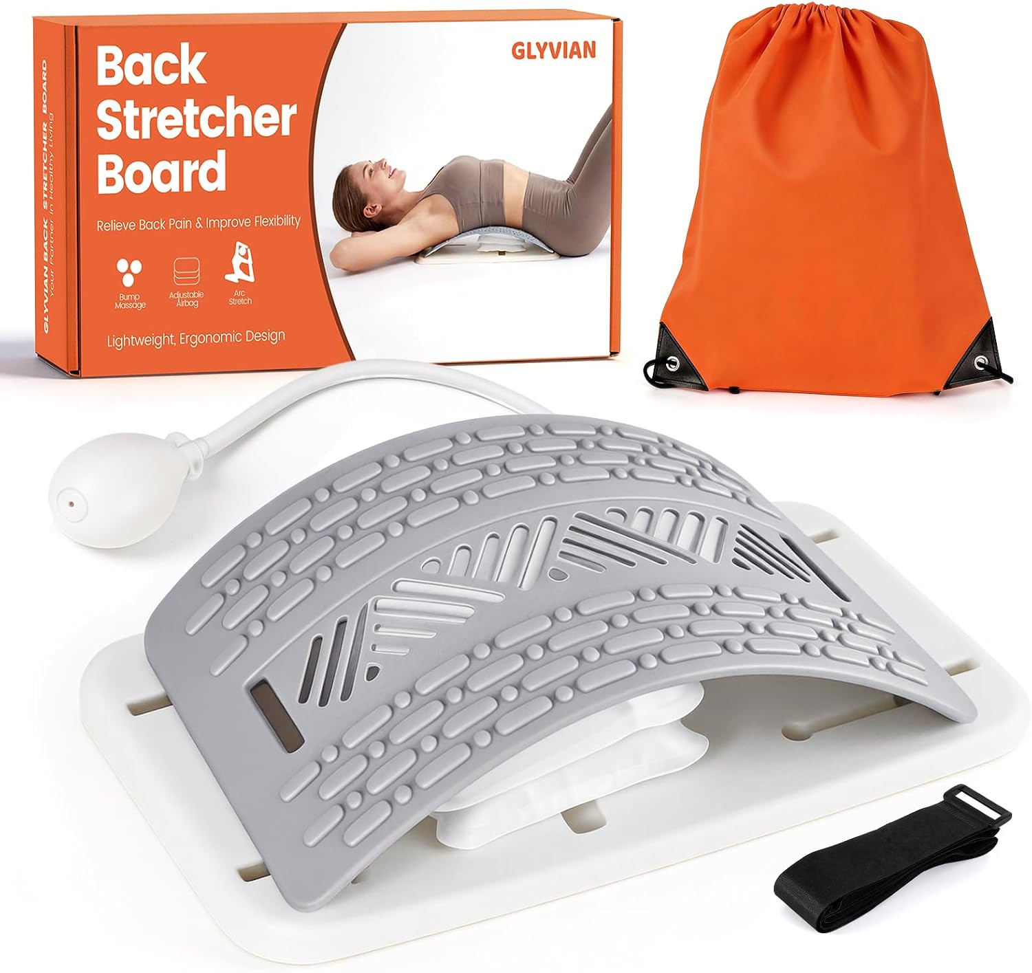 Inflatable Back Stretcher for Lower Back Pain Relief, Adjustable Airbag Lumbar T