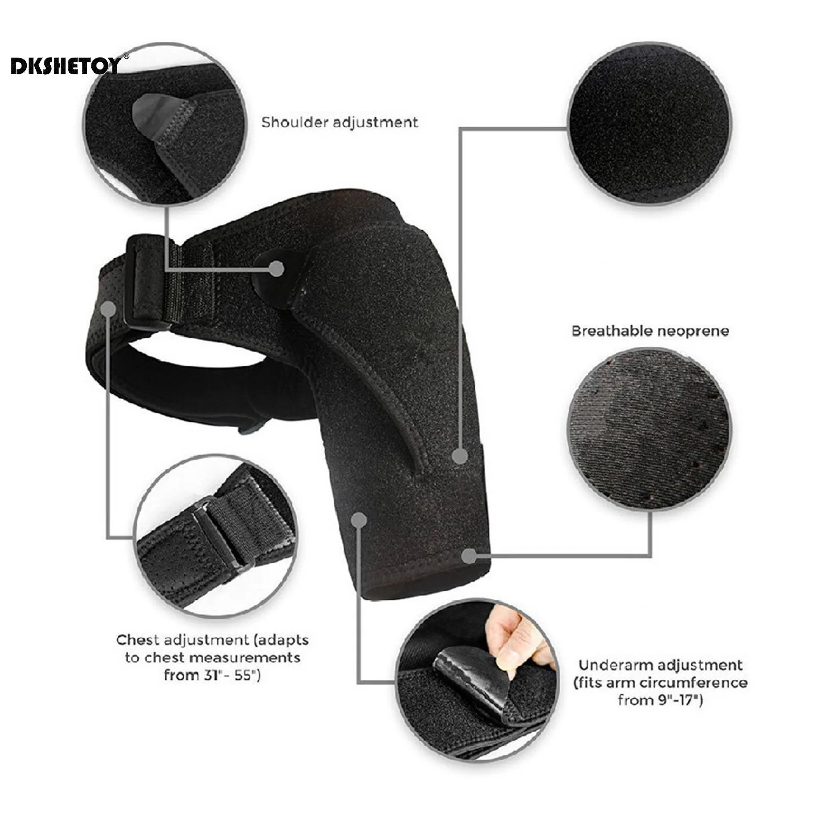 Support Brace for Torn Rotator Adjustable Shoulder Belt Wrap Compression Sleeves