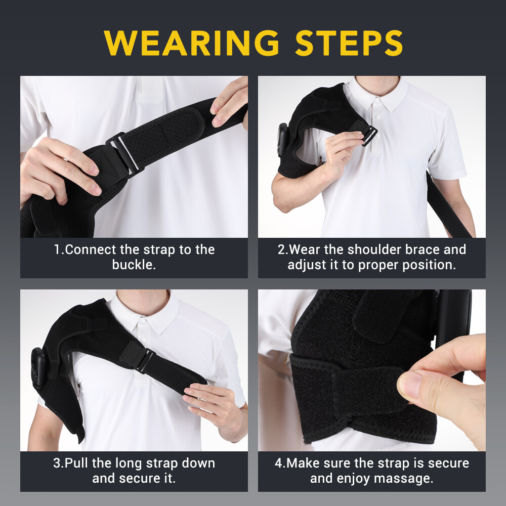 Electric Cordless Heated Shoulder Brace, Shoulder Heating Pad Wrap with Massage