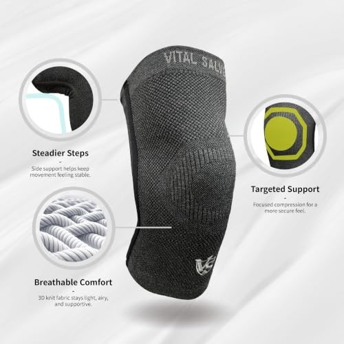 Compression Knee Sleeve Bio-Dynamic Far Infrared Recovery Sport Support Dark