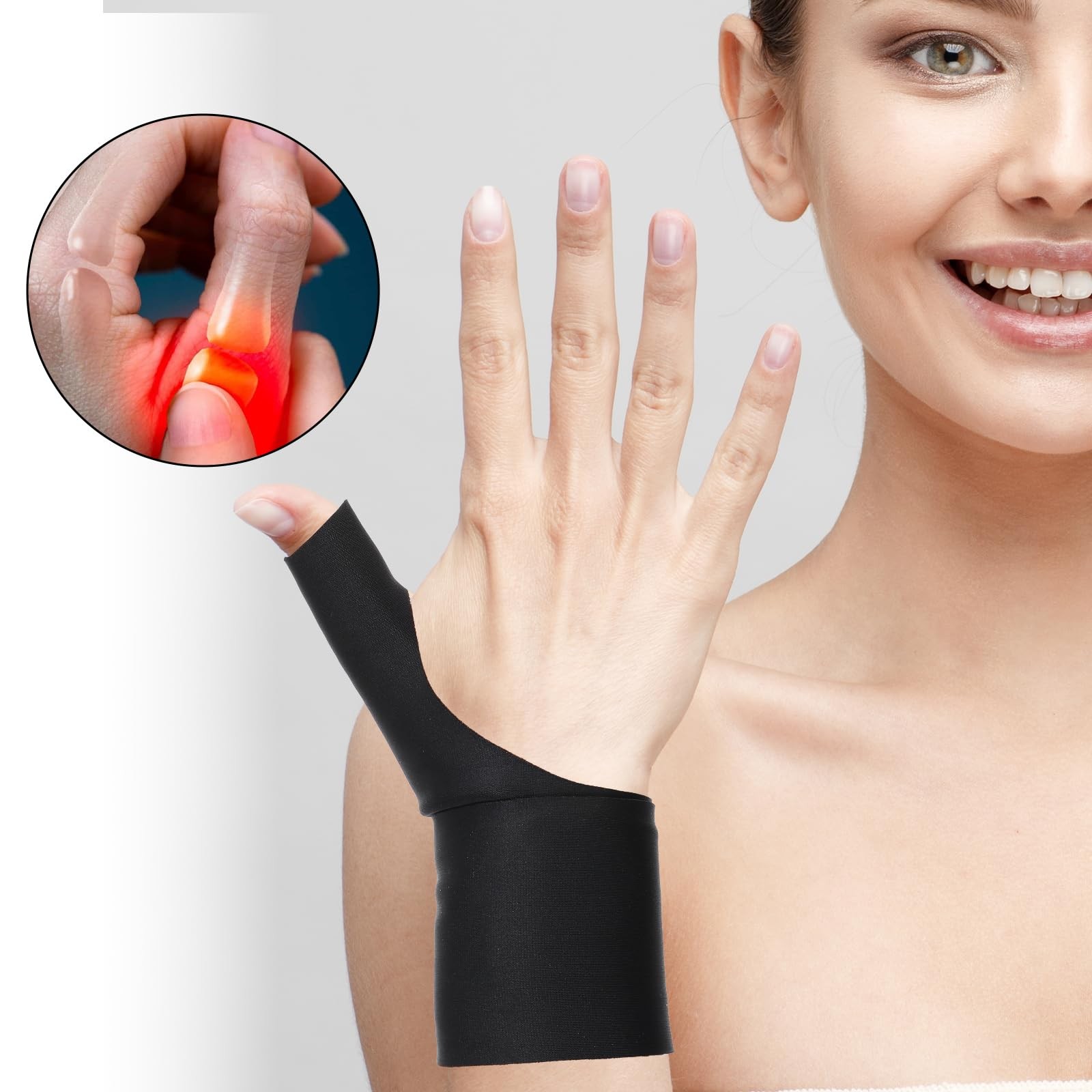 Wanmu 2 Pcs Thumb Wrist Brace Compression Sleeve, Elastic Protector Black