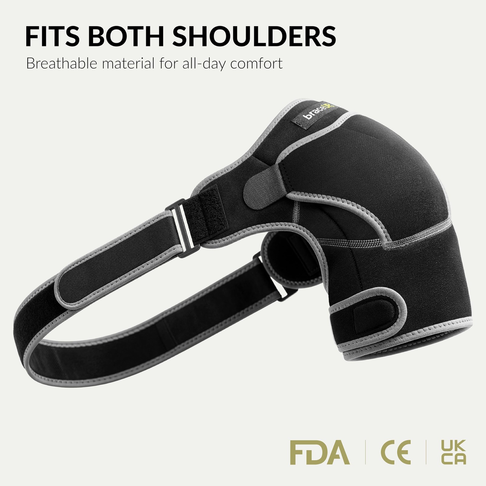 BraceUP Shoulder Brace with Adjustable Support and Ice Pad Pocket for Black