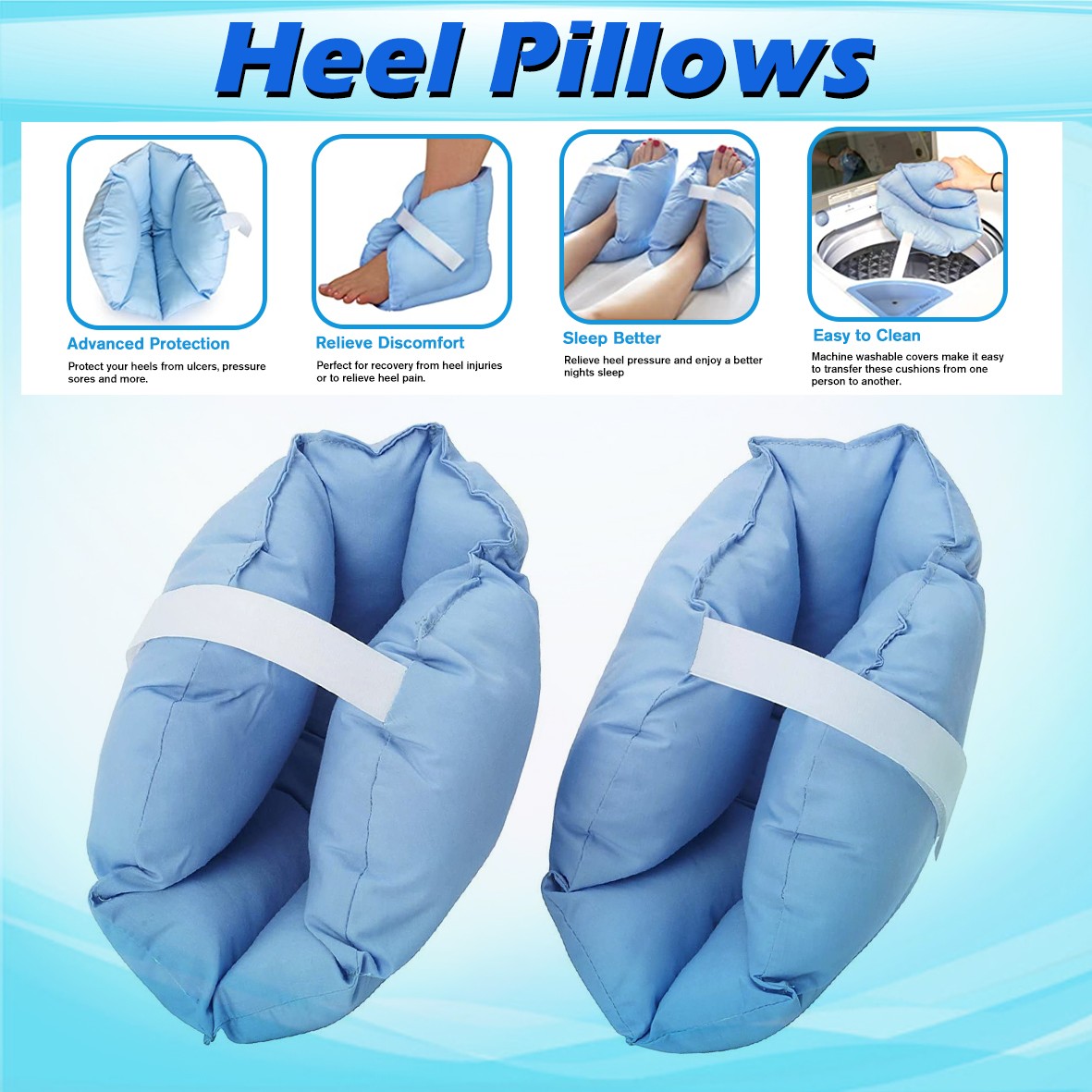 2X Heel Pillows Pads Bed Sore Cushion Heel Protectors for Feet Boot for Injuries
