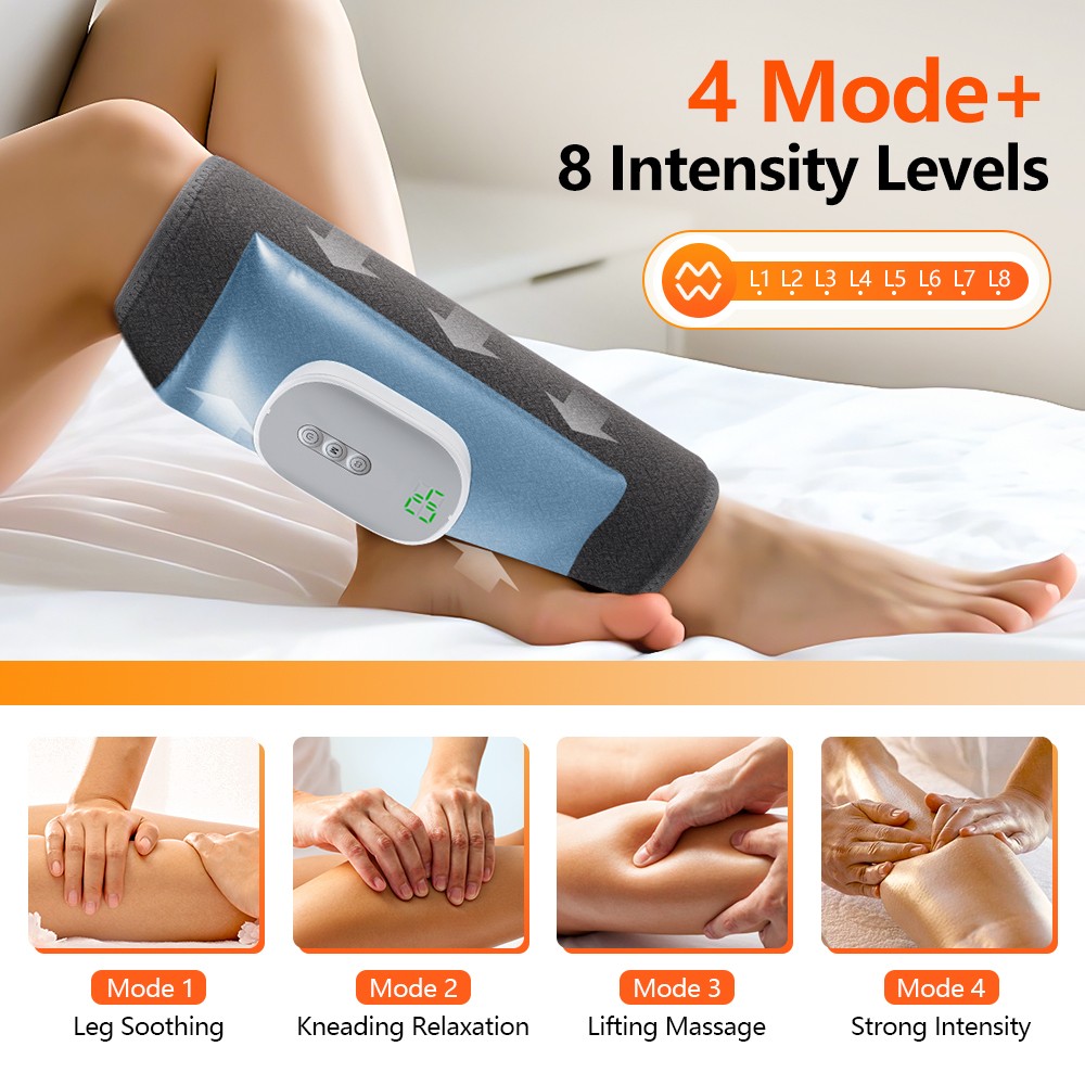 Electric Calf Air Compression Massager Air Pressure Leg Massager w/8 Intensities