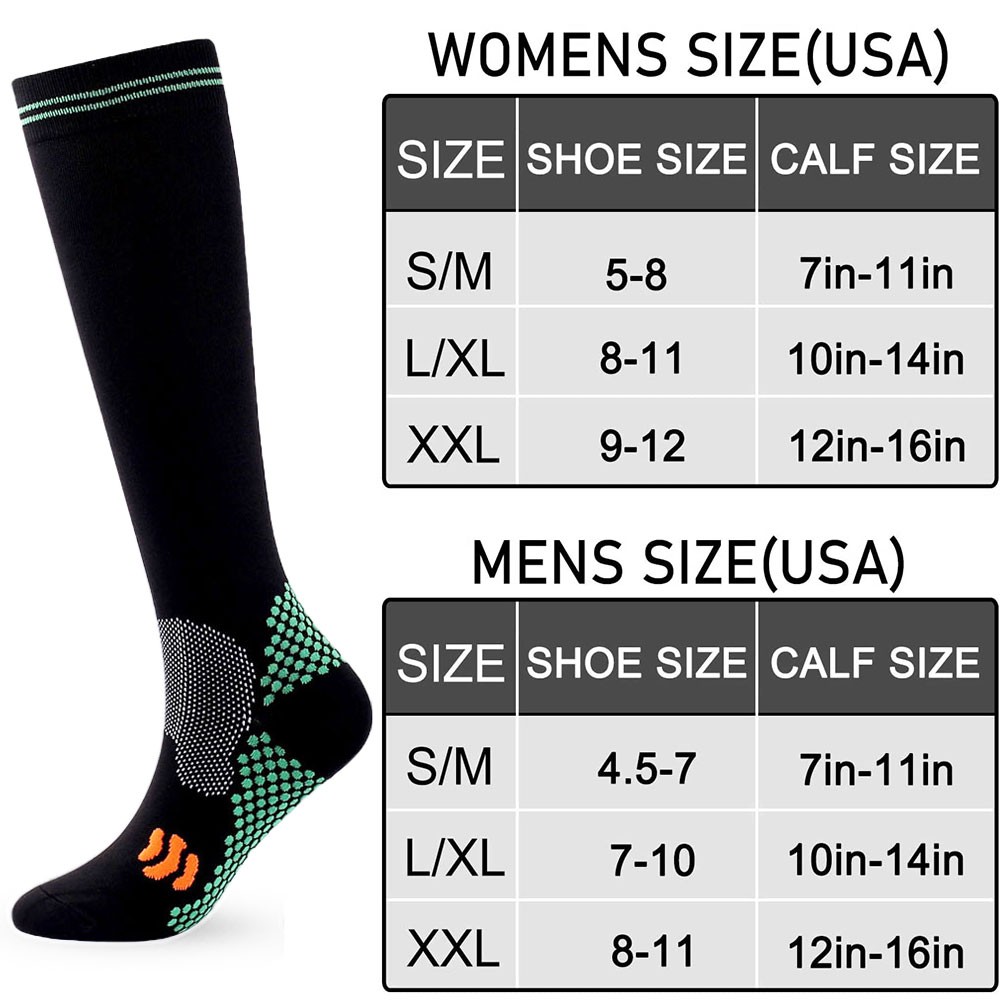 3Pair Neuropathy Compression socks Calf High Solid Support Stockings For Unisex