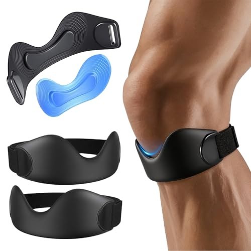 Adjustable Silicone Patellar Tendon Support Strap 2 Pack for Knee Pain Relief –