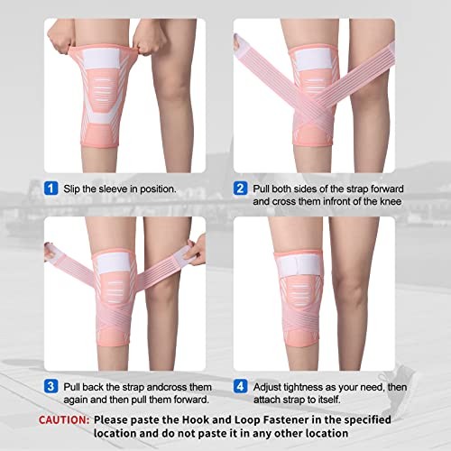 Knee Brace for Women & Men Knee Support Sleeve 1 PCS (M) | Knee Medium Pink