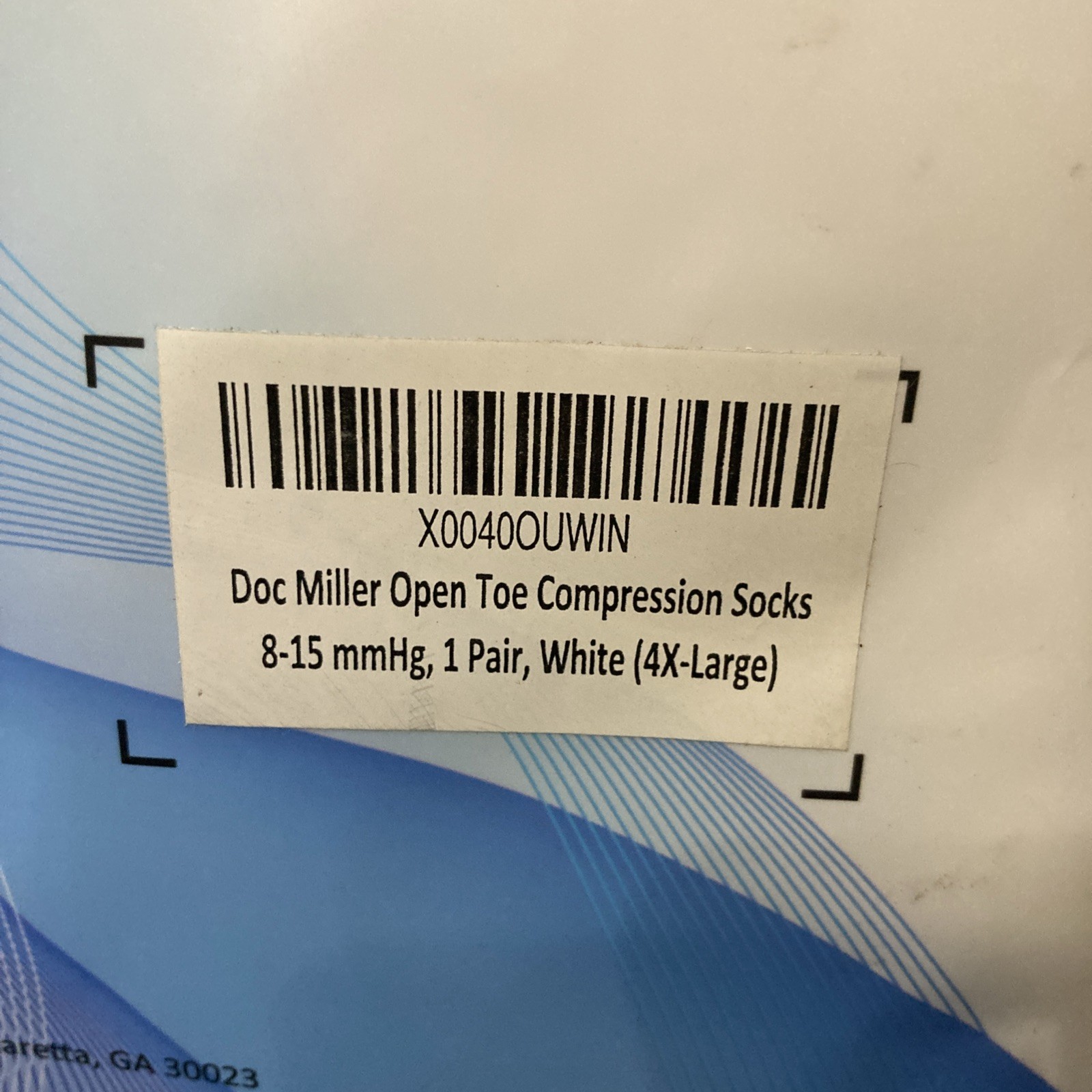 Doc Miller Open Toe Compression Socks 8-15mmHg White size 4 XL