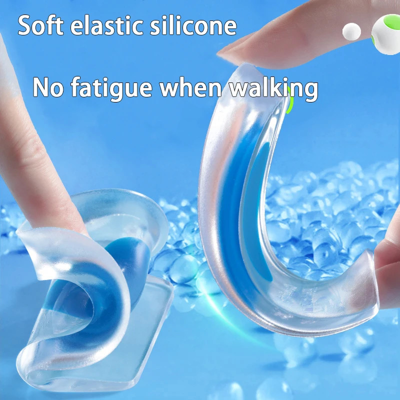 Soft Silicone Shock Absorbing Insoles Men’s and Women’s Invisible Height Increas