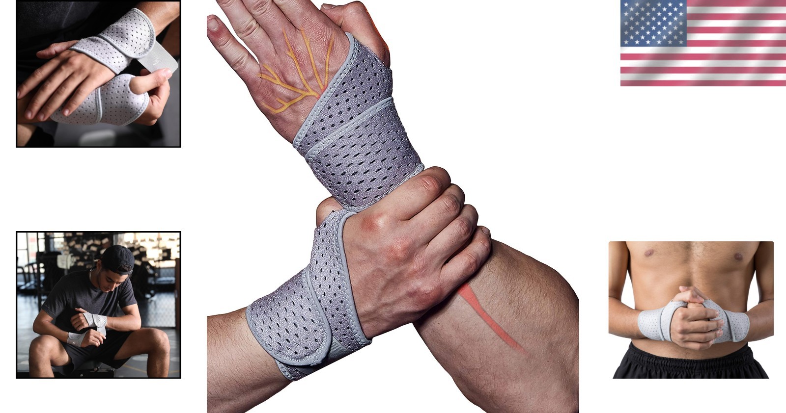 Dual Pack Wrist Support for Tendonitis & Carpal Tunnel – Adjustable Gray Straps