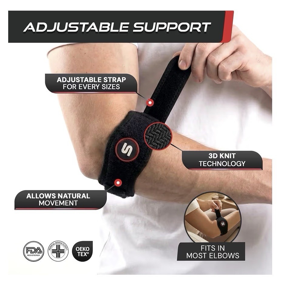 NEW Sleeve Stars Elbow Support All Day Relief For Aching Elbow Unisex Black