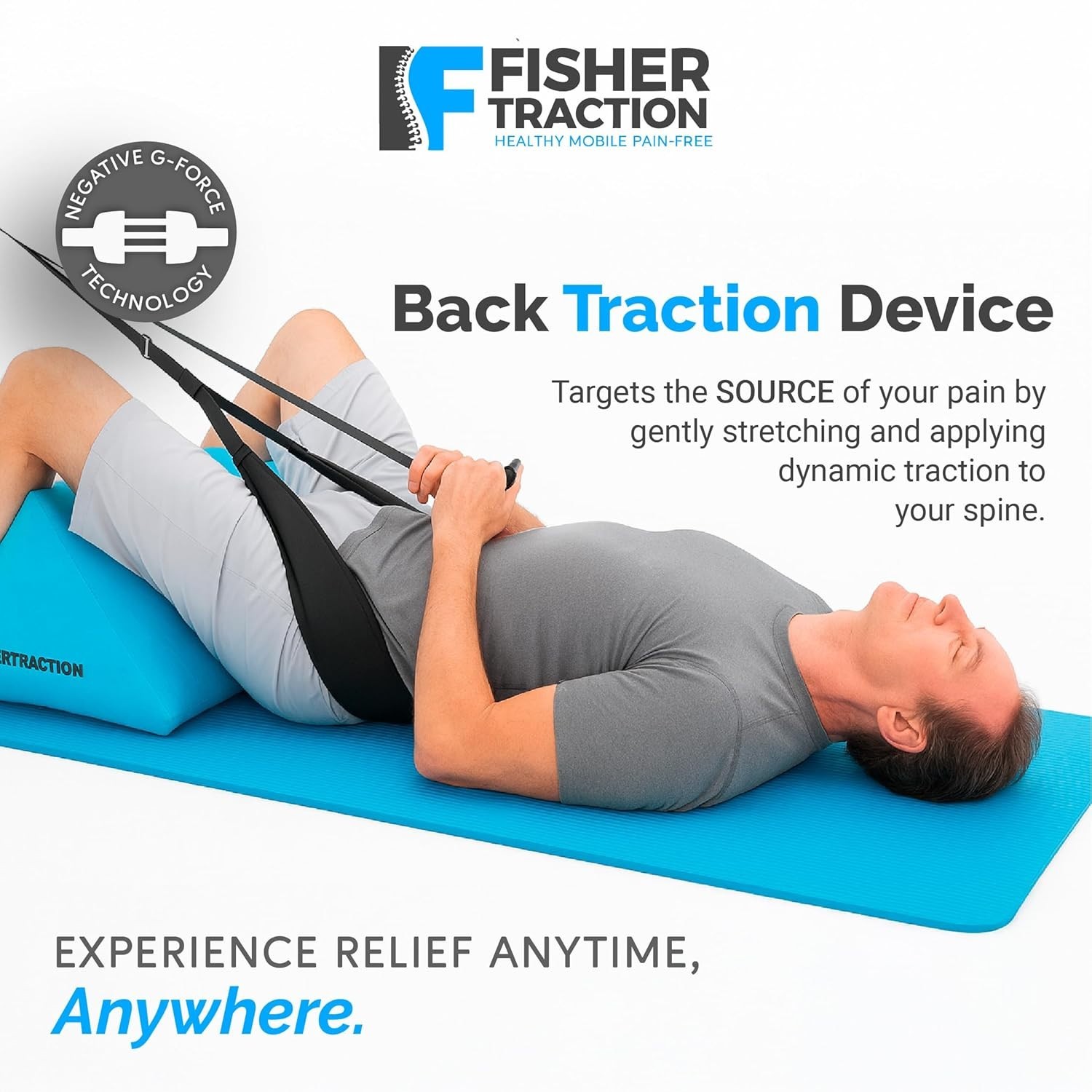 Portable Lower Back Decompression System with Patented Strap Release – 10x8x4 in