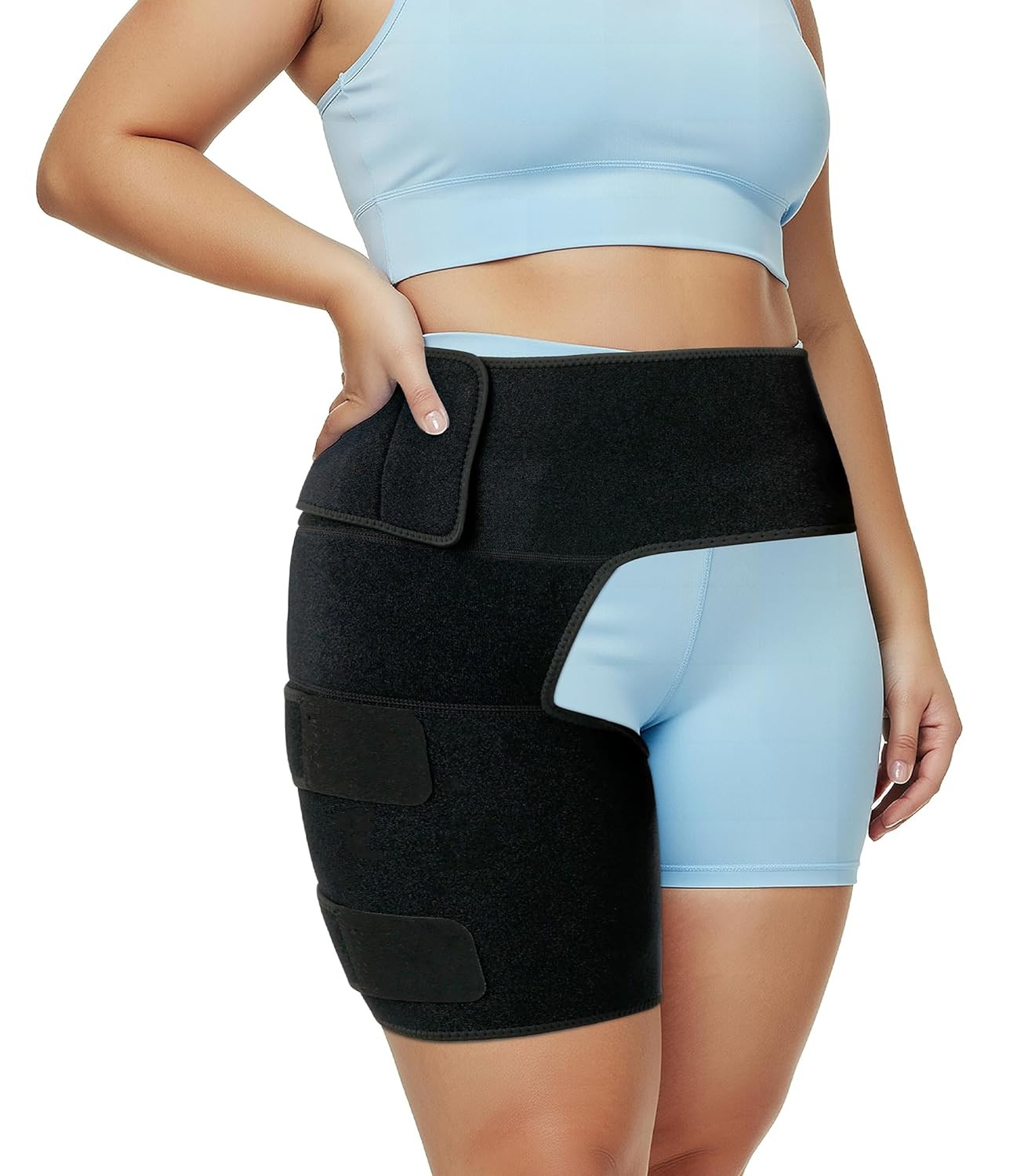 Plus Size Hip Brace Thigh Compression Sleeve | Sciatica Pain Large, black