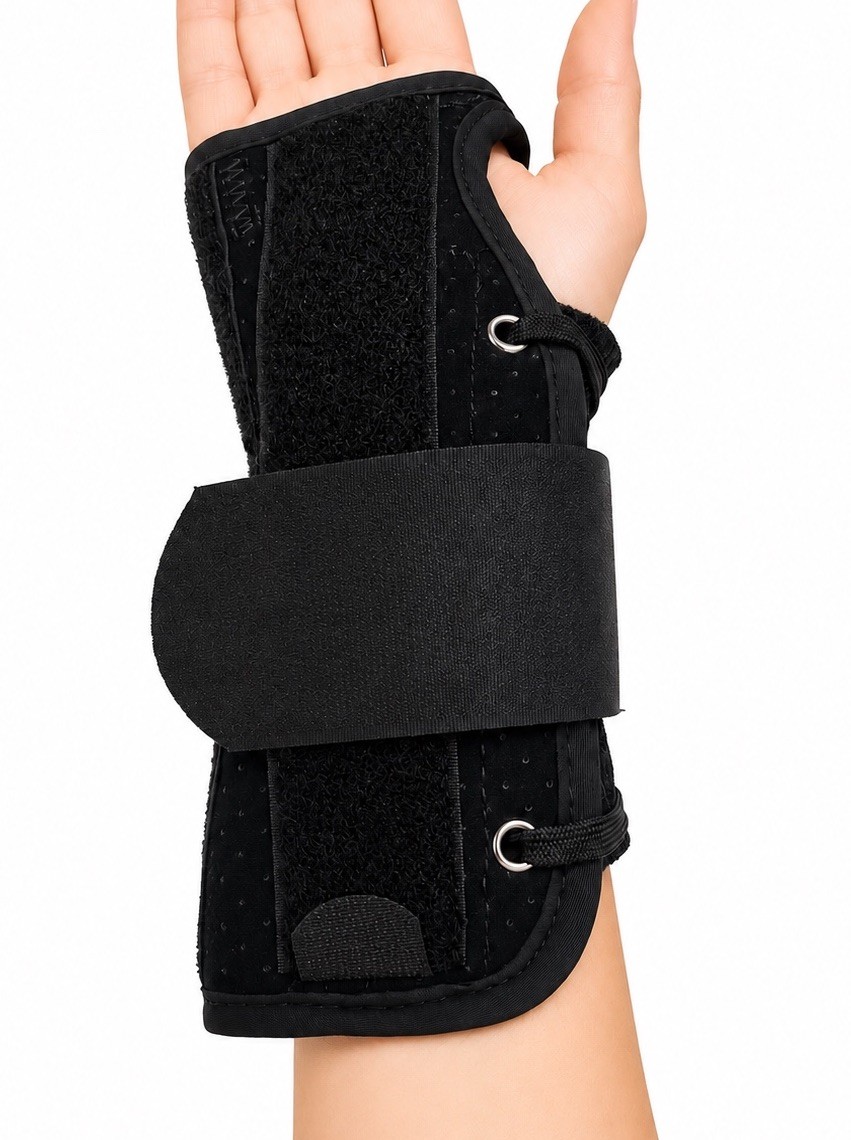 Landmark Medical Right Wrist Brace Medium M/RT Black Wraparound Latex Free NEW