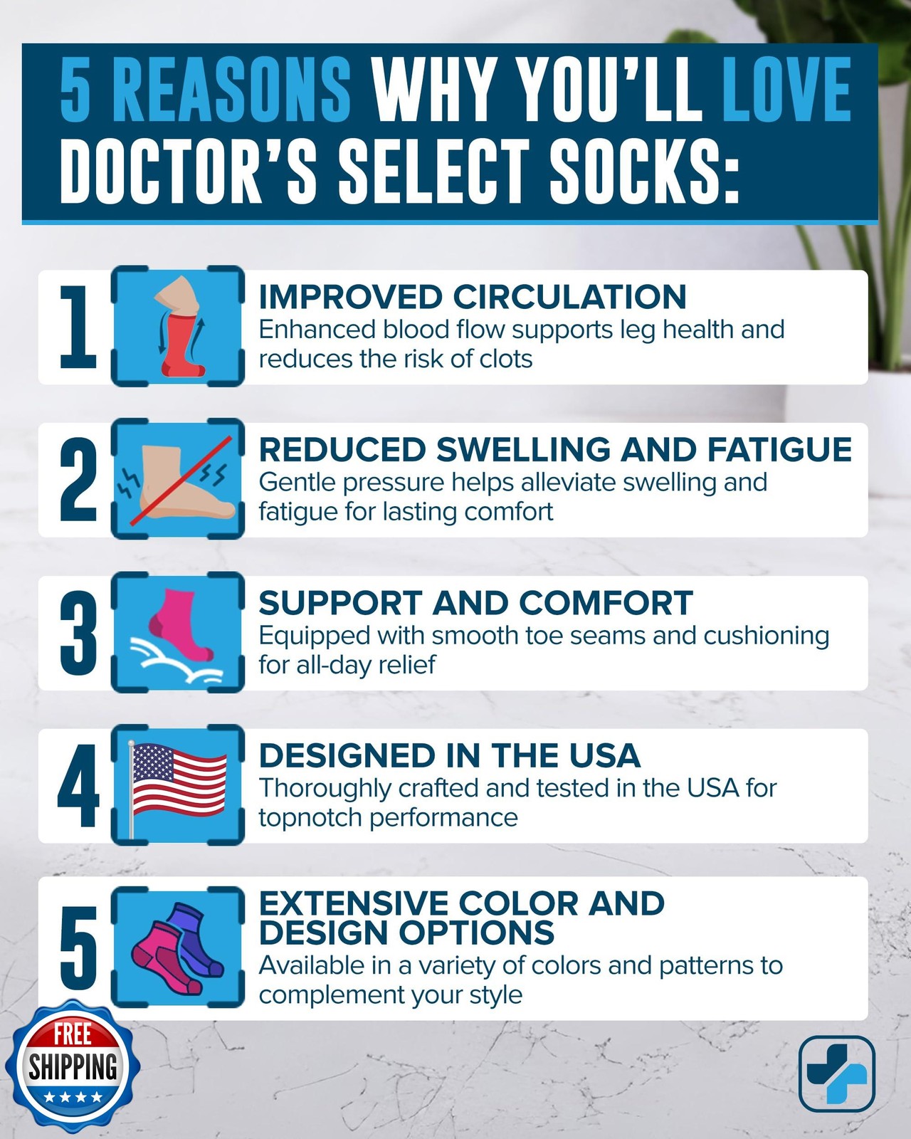 Doctor’s Select Plus Size Compression Socks Wide Calf – 3 Pairs | Up to 6XL |