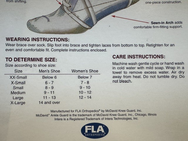 FLA X-Large McDavid Ankle Guard w/Optional Plastic Inserts White
