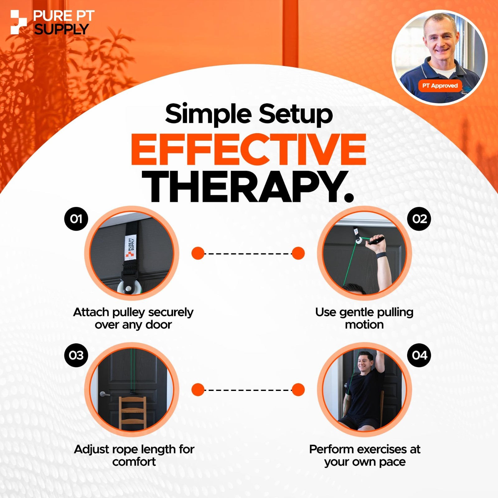 Shoulder Pulley for Physical Therapy – Over-the-Door Rehab System, Strong Handle