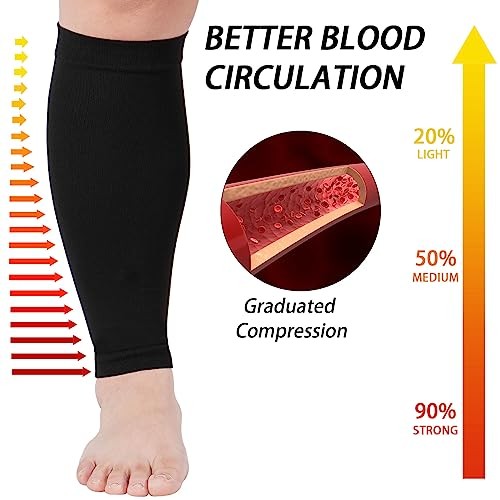 Plus Size Compression Leg Sleeves for Women& Men 15 3X-Large-4X-Large Black